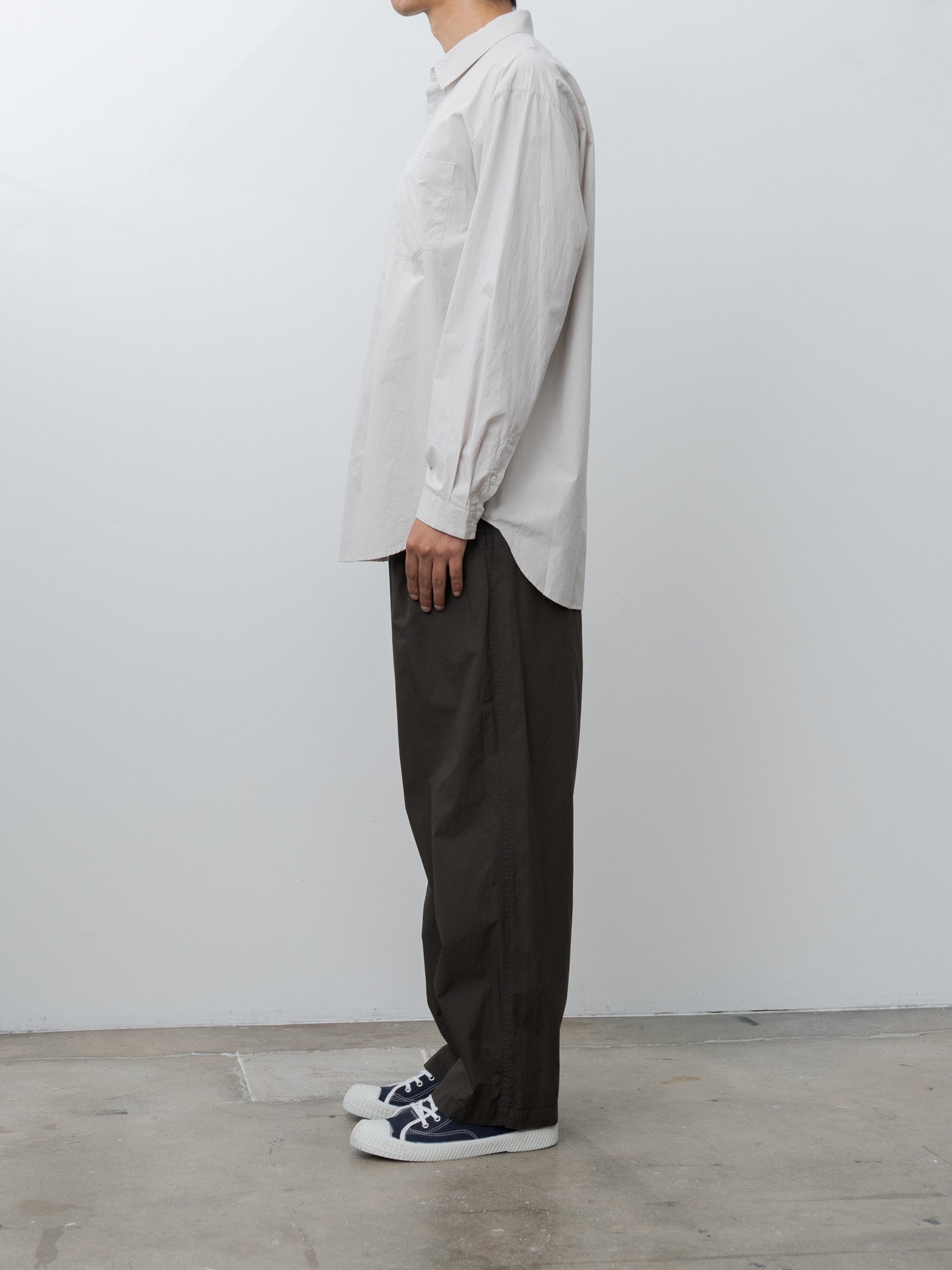 Namu Shop - Aton Shrink Cotton Lawn Loose Fit Pants - Dark Brown