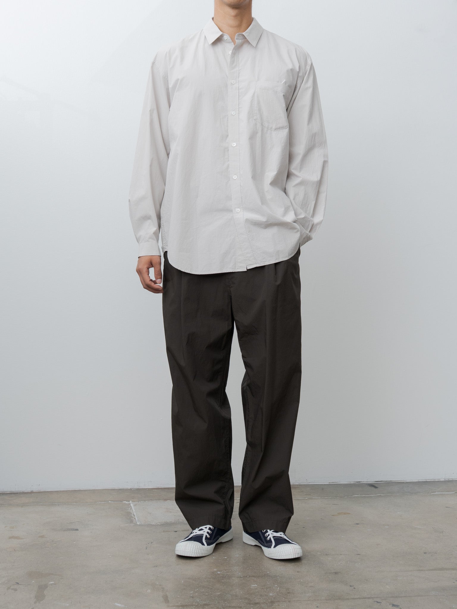 Namu Shop - Aton Shrink Cotton Lawn Loose Fit Pants - Dark Brown