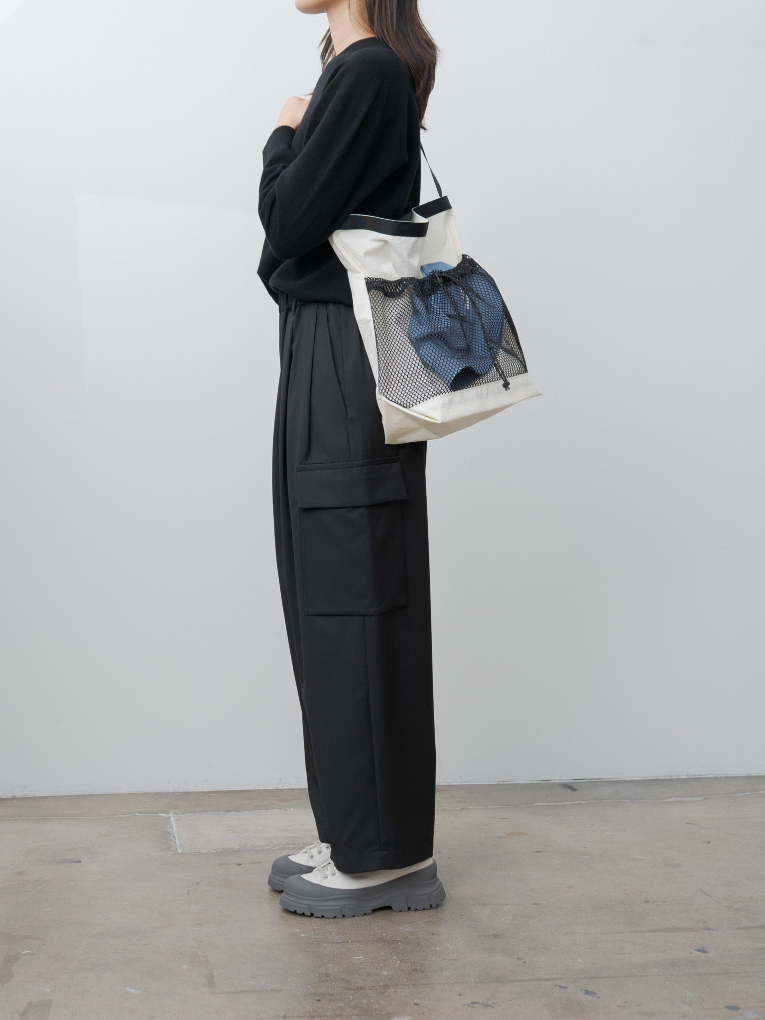 Namu Shop - Tembea Roll Top Tote - White/Black