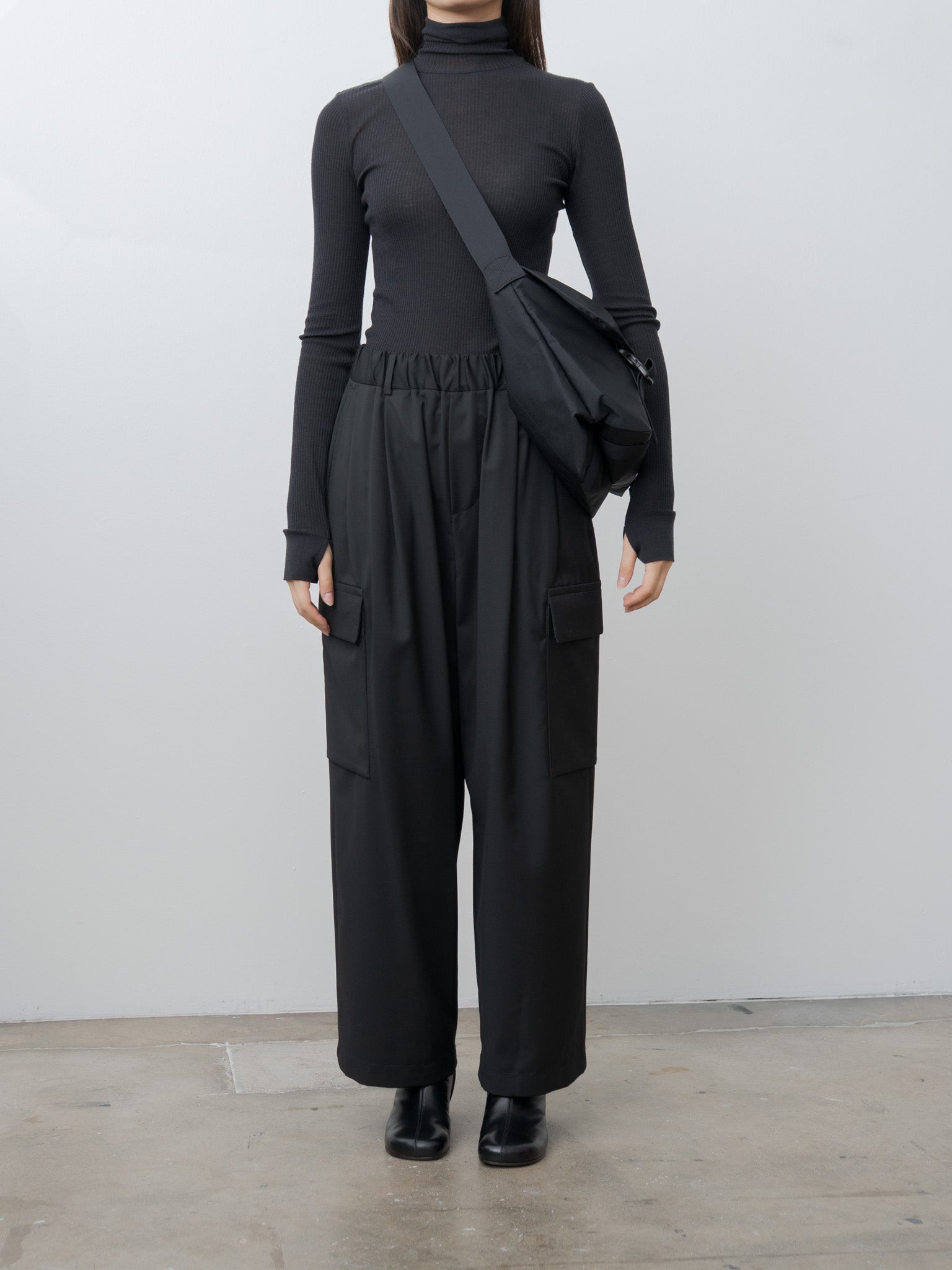Namu Shop - Lemaire Seamlesss High Neck Top - Granite Black