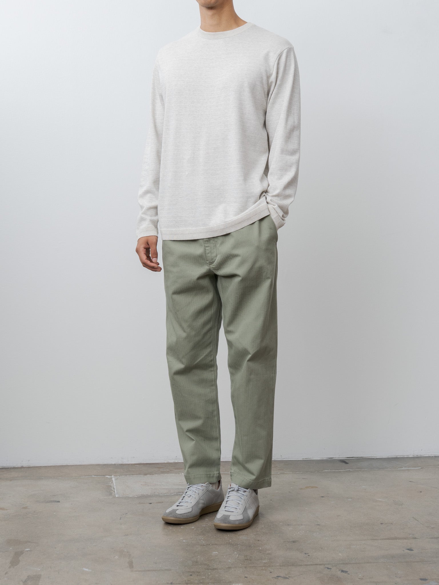 Namu Shop - Fujito Border Knit T-Shirt - Oatmeal Border