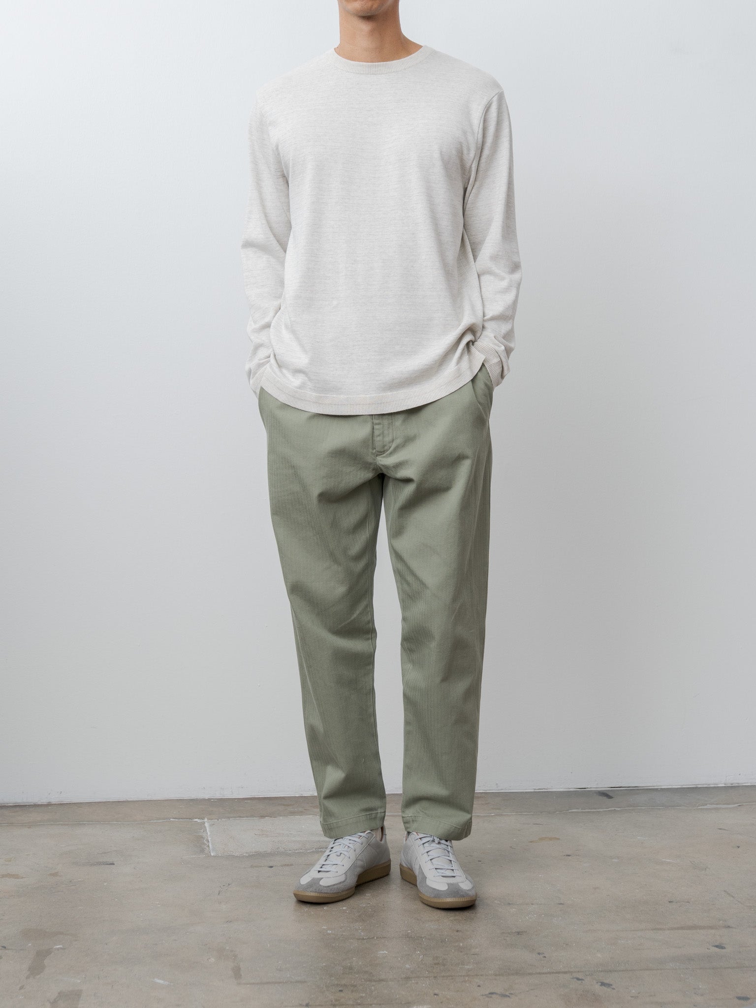 Namu Shop - Fujito Border Knit T-Shirt - Oatmeal Border