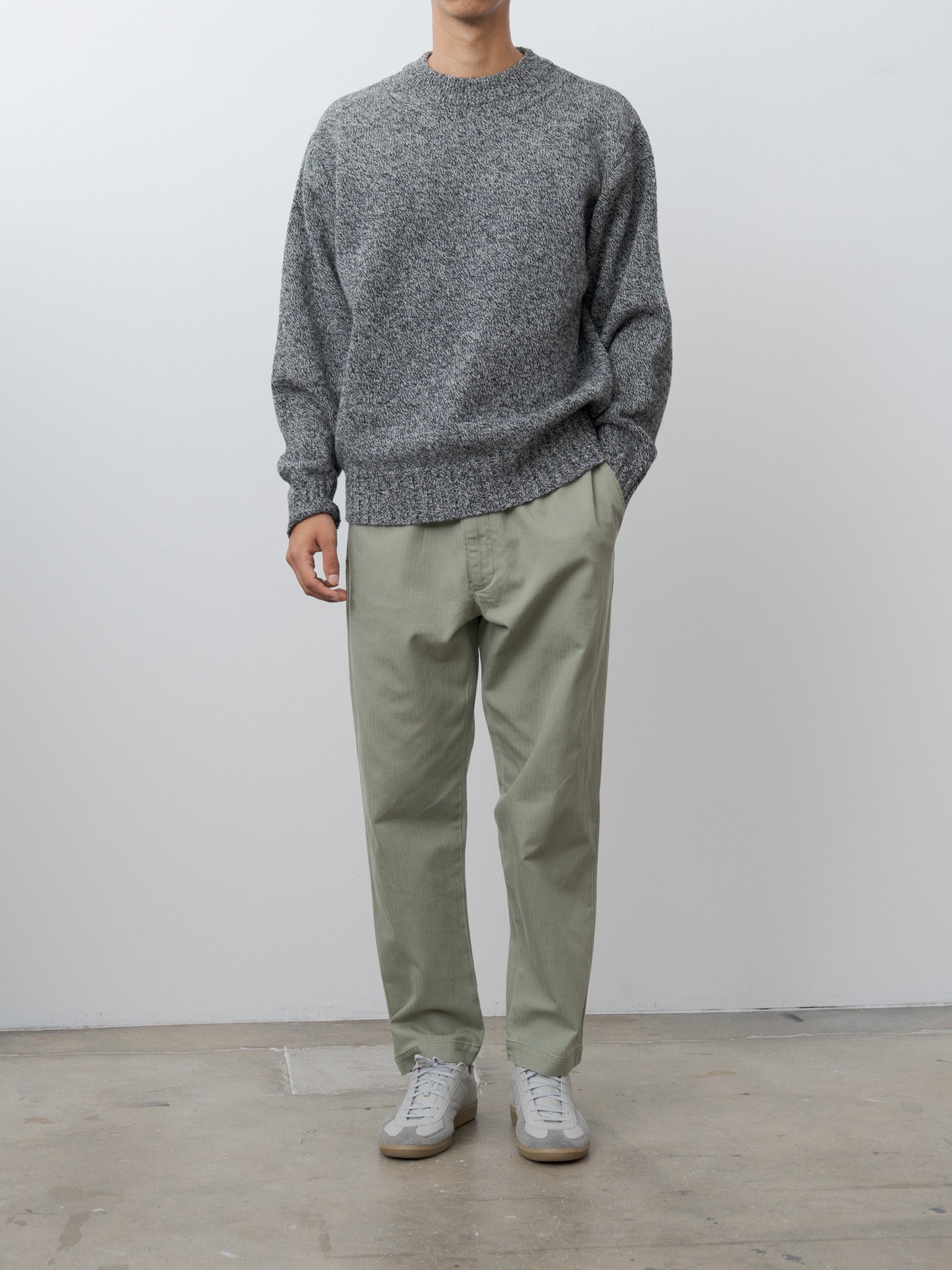 Namu Shop - Fujito C/N Knit Sweater - Mix Black