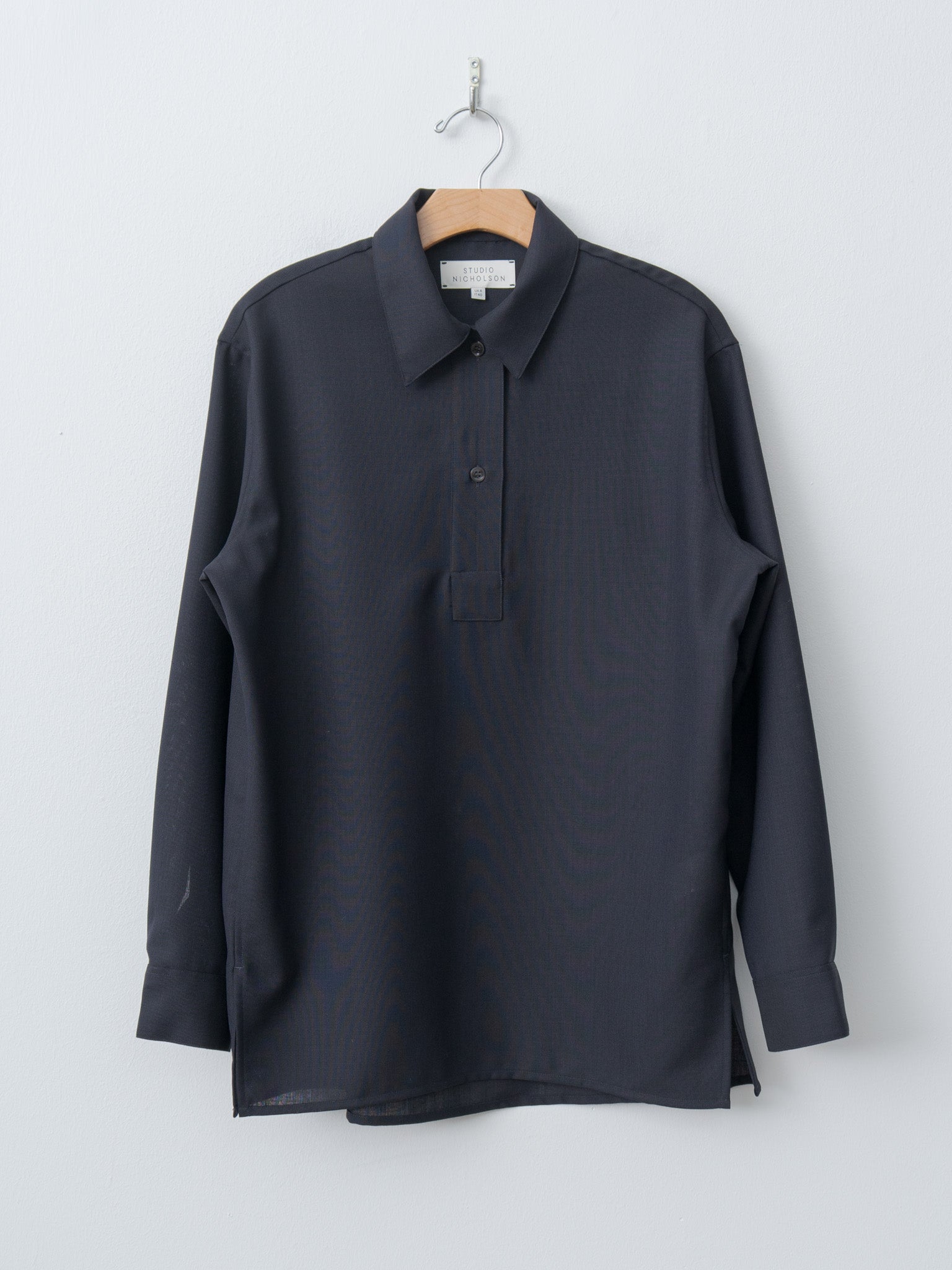Namu Shop - Studio Nicholson Pinole Half Placket Shirt - Darkest Navy