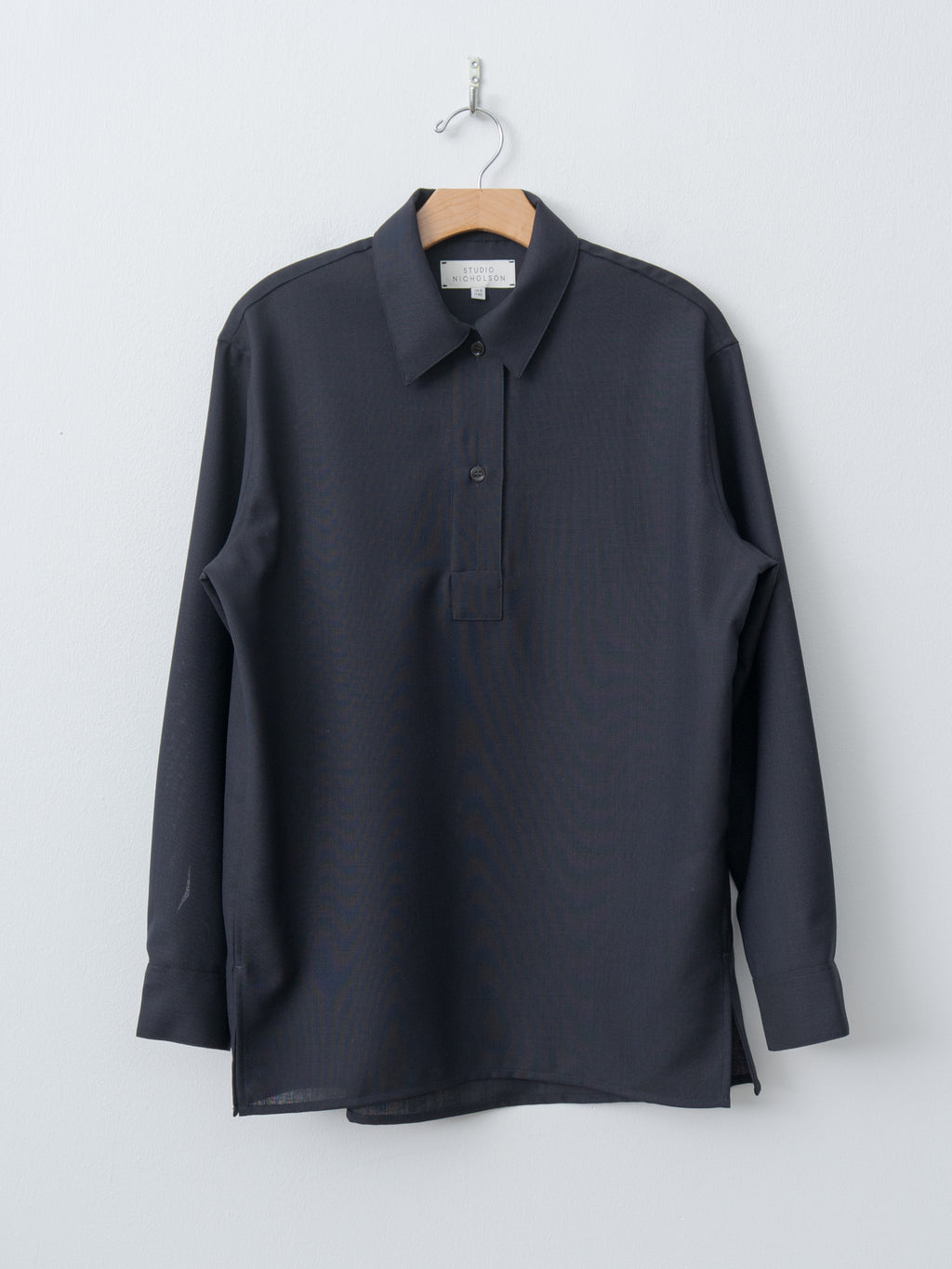 Namu Shop - Studio Nicholson Pinole Half Placket Shirt - Darkest Navy