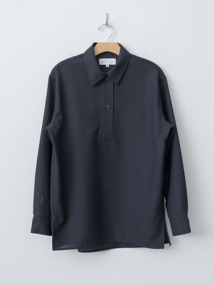 Namu Shop - Studio Nicholson Pinole Half Placket Shirt - Darkest Navy