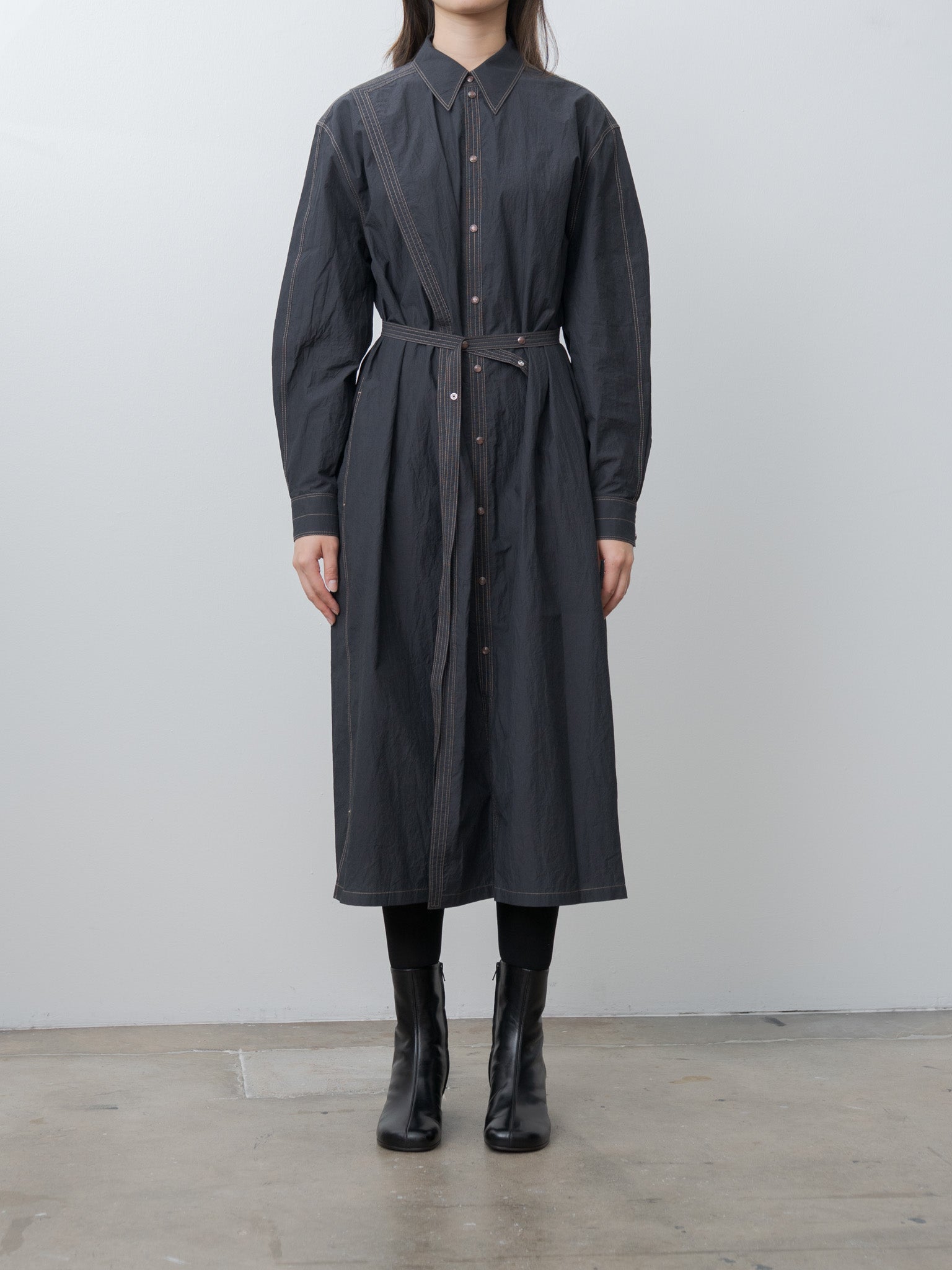 Namu Shop - Lemaire Asymmetrical Shirt Dress - Charcoal