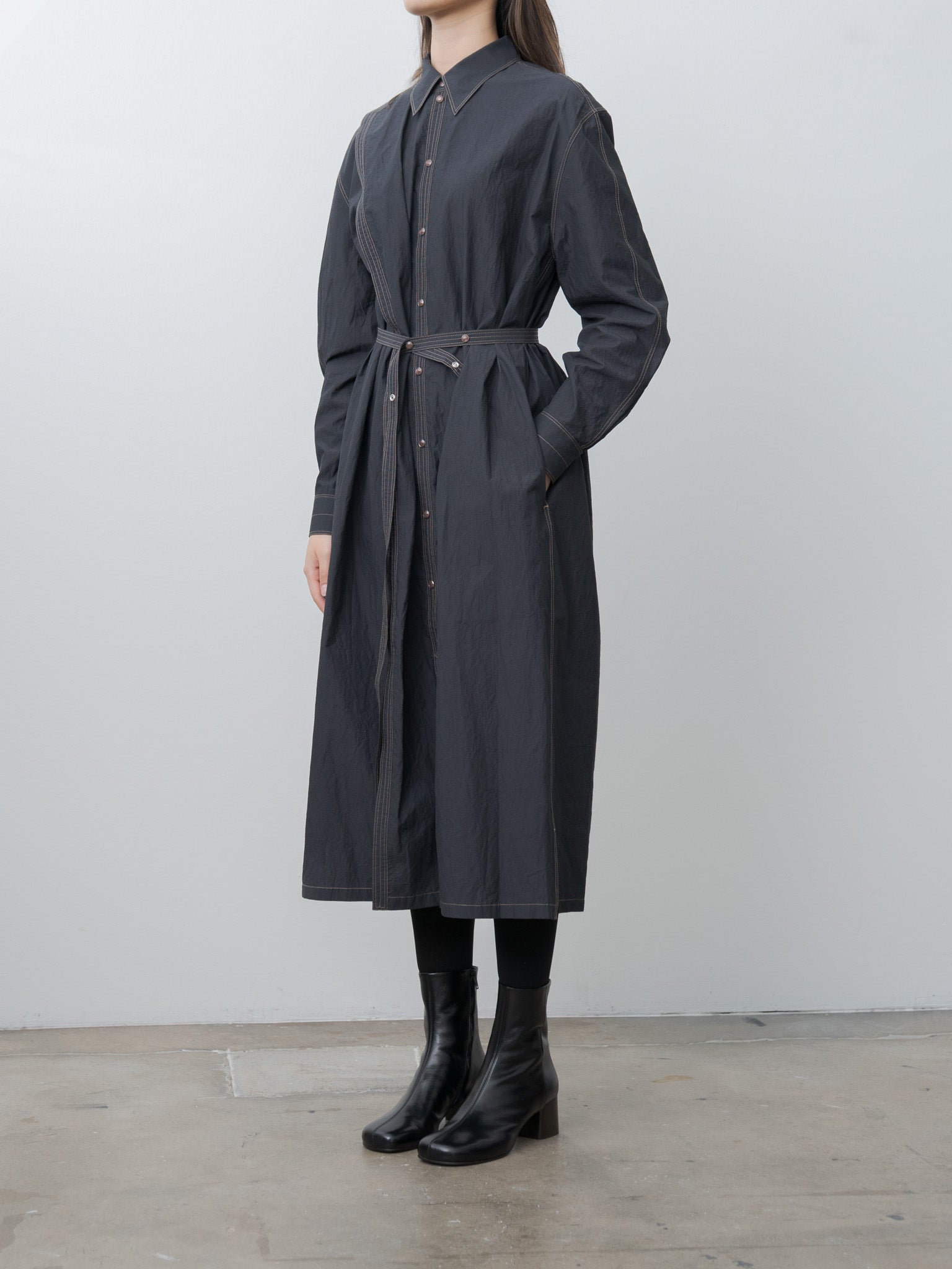 Namu Shop - Lemaire Asymmetrical Shirt Dress - Charcoal