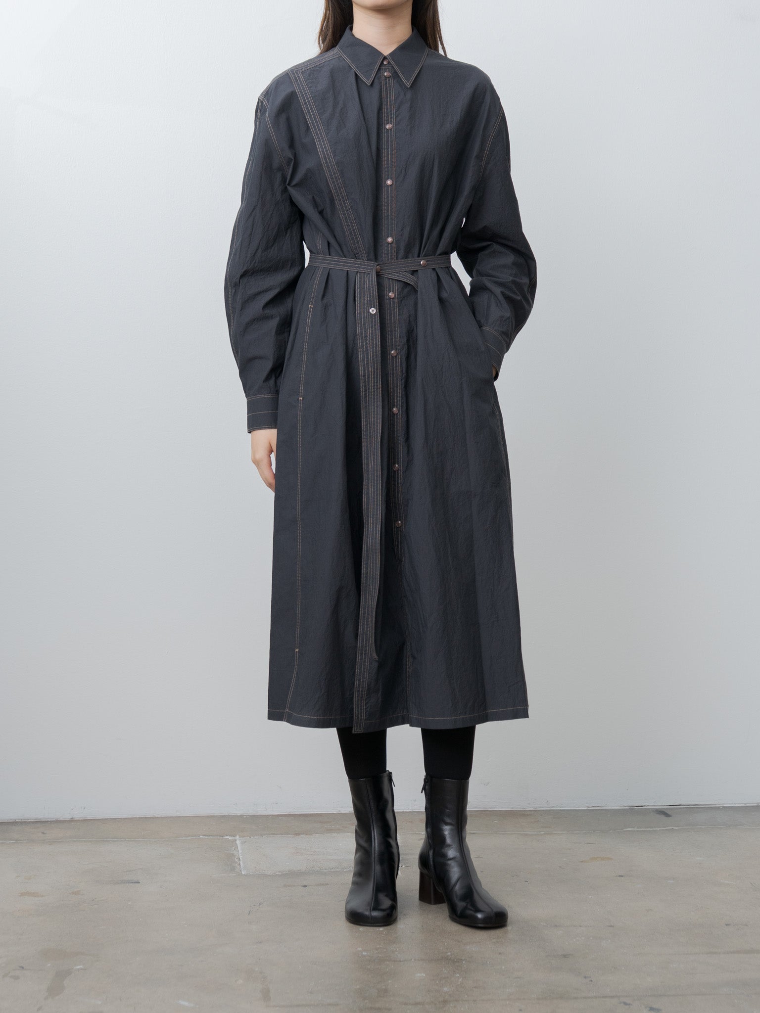 Namu Shop - Lemaire Asymmetrical Shirt Dress - Charcoal