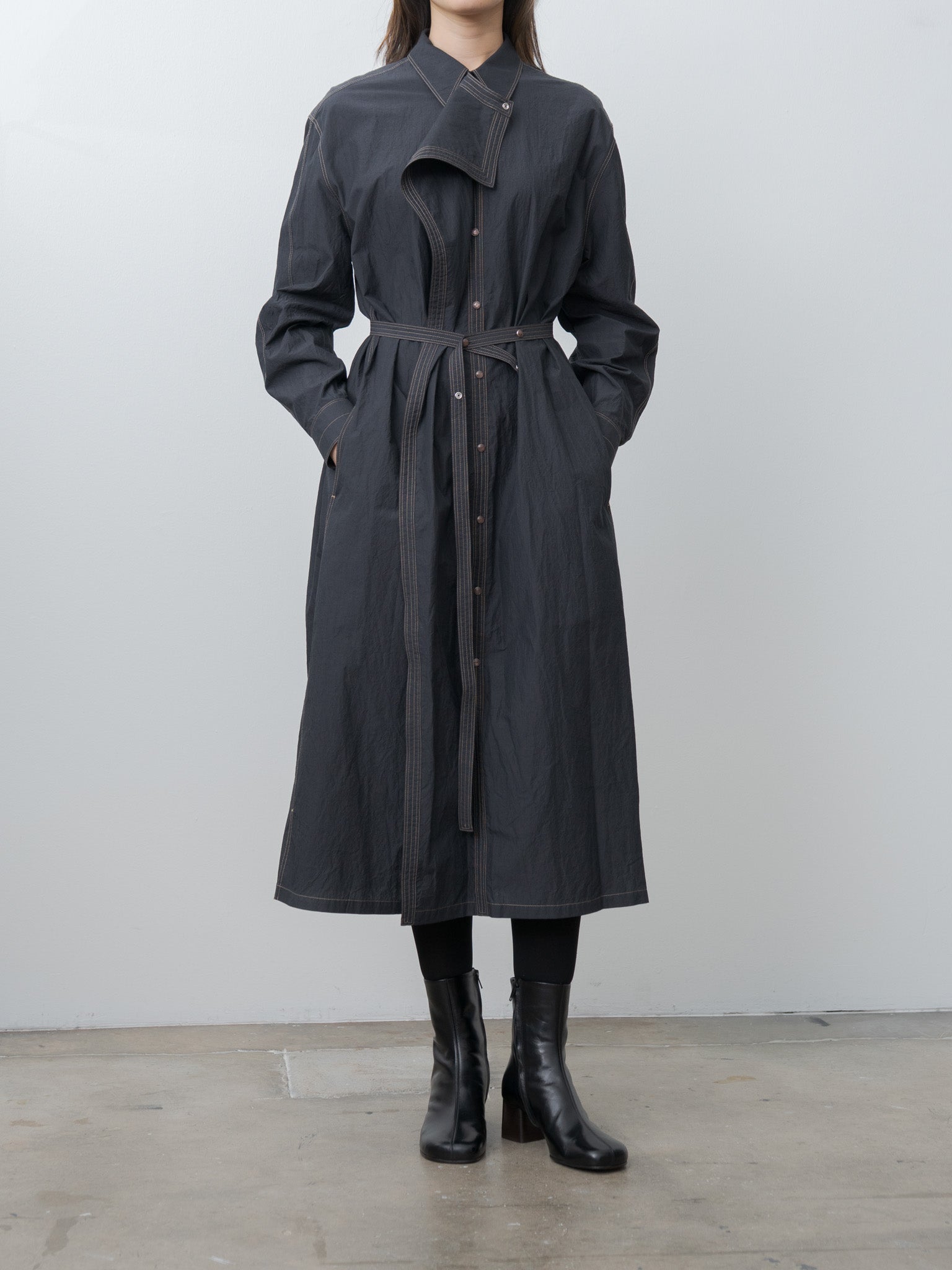 Namu Shop - Lemaire Asymmetrical Shirt Dress - Charcoal