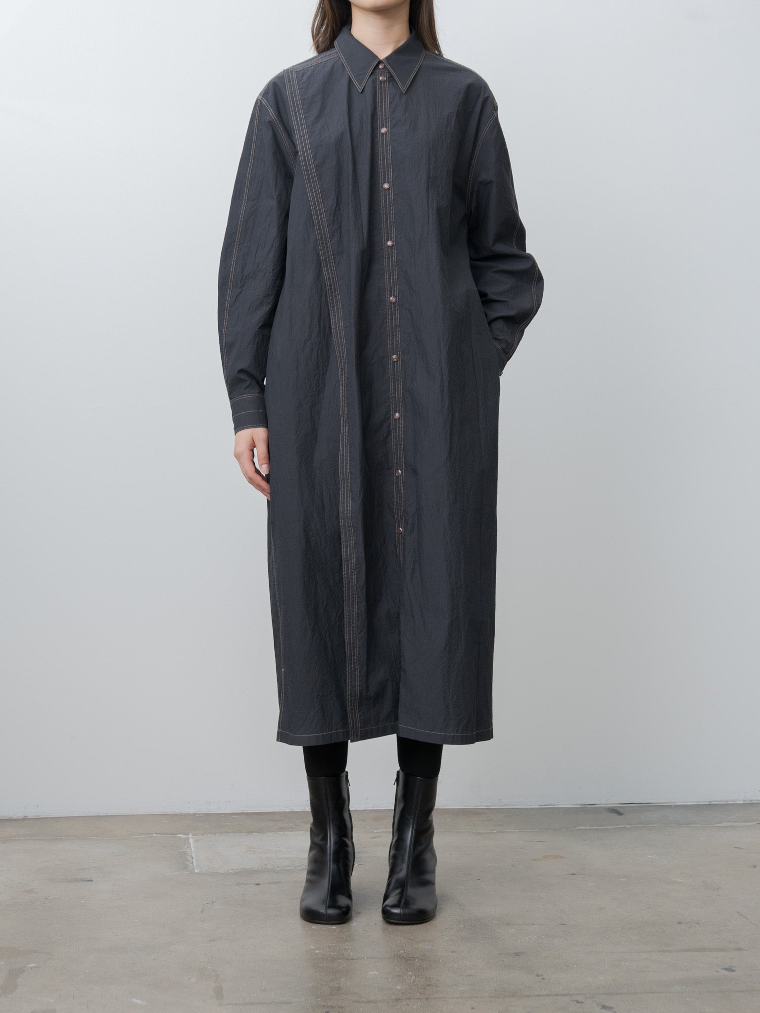 Namu Shop - Lemaire Asymmetrical Shirt Dress - Charcoal