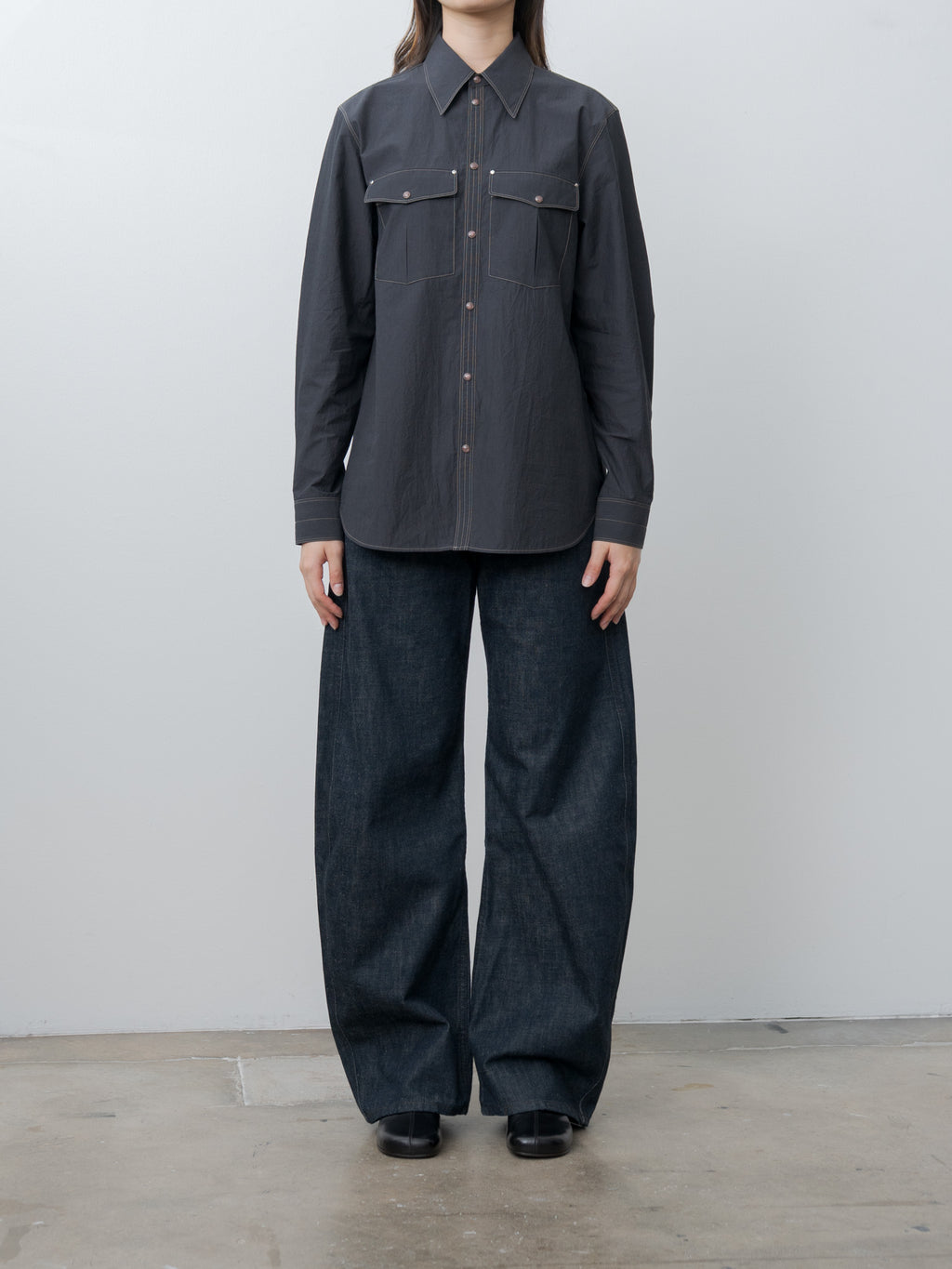 Namu Shop - Lemaire Chest-Pocket Fitted Shirt - Charcoal