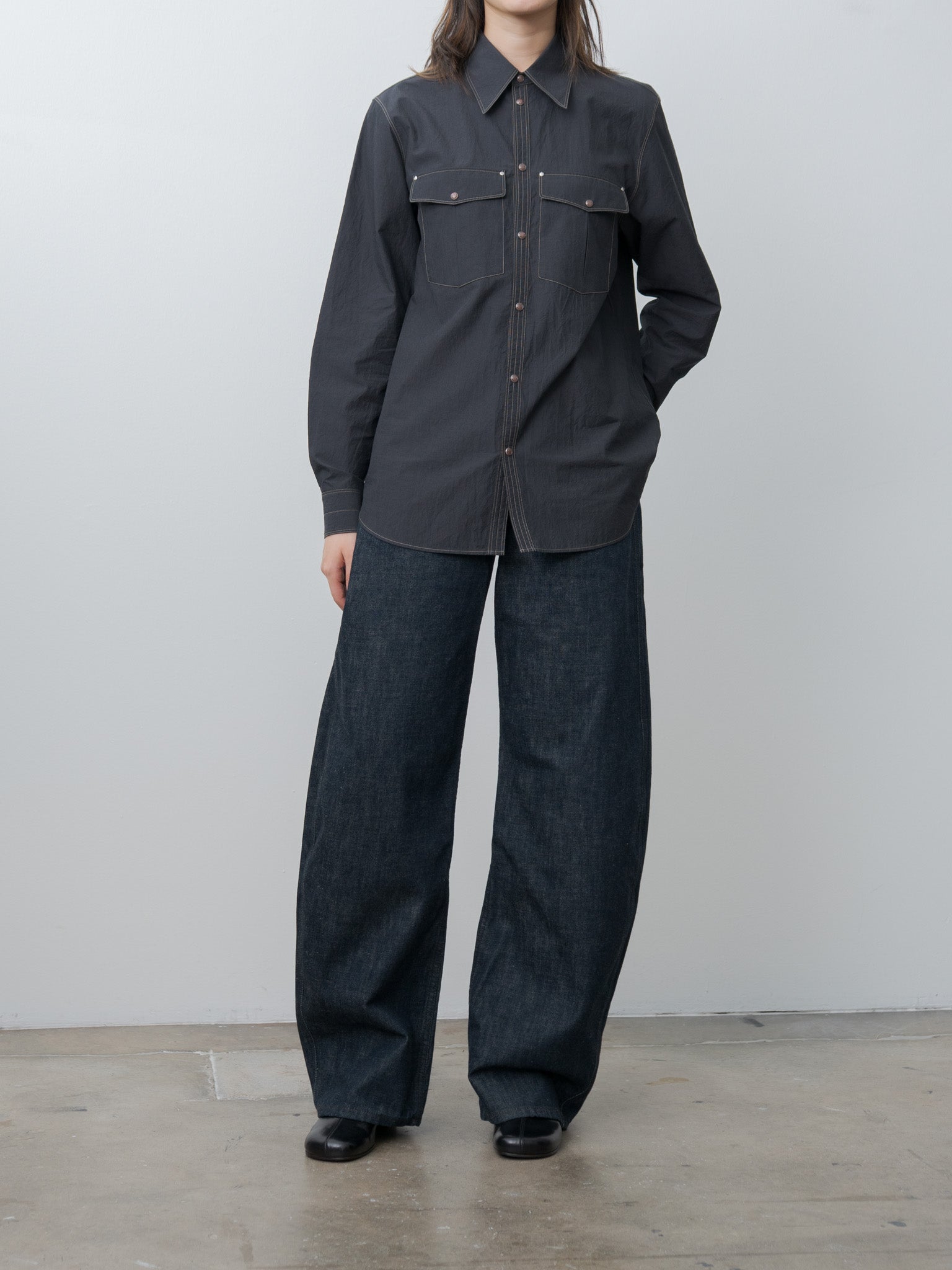 Namu Shop - Lemaire Chest-Pocket Fitted Shirt - Charcoal