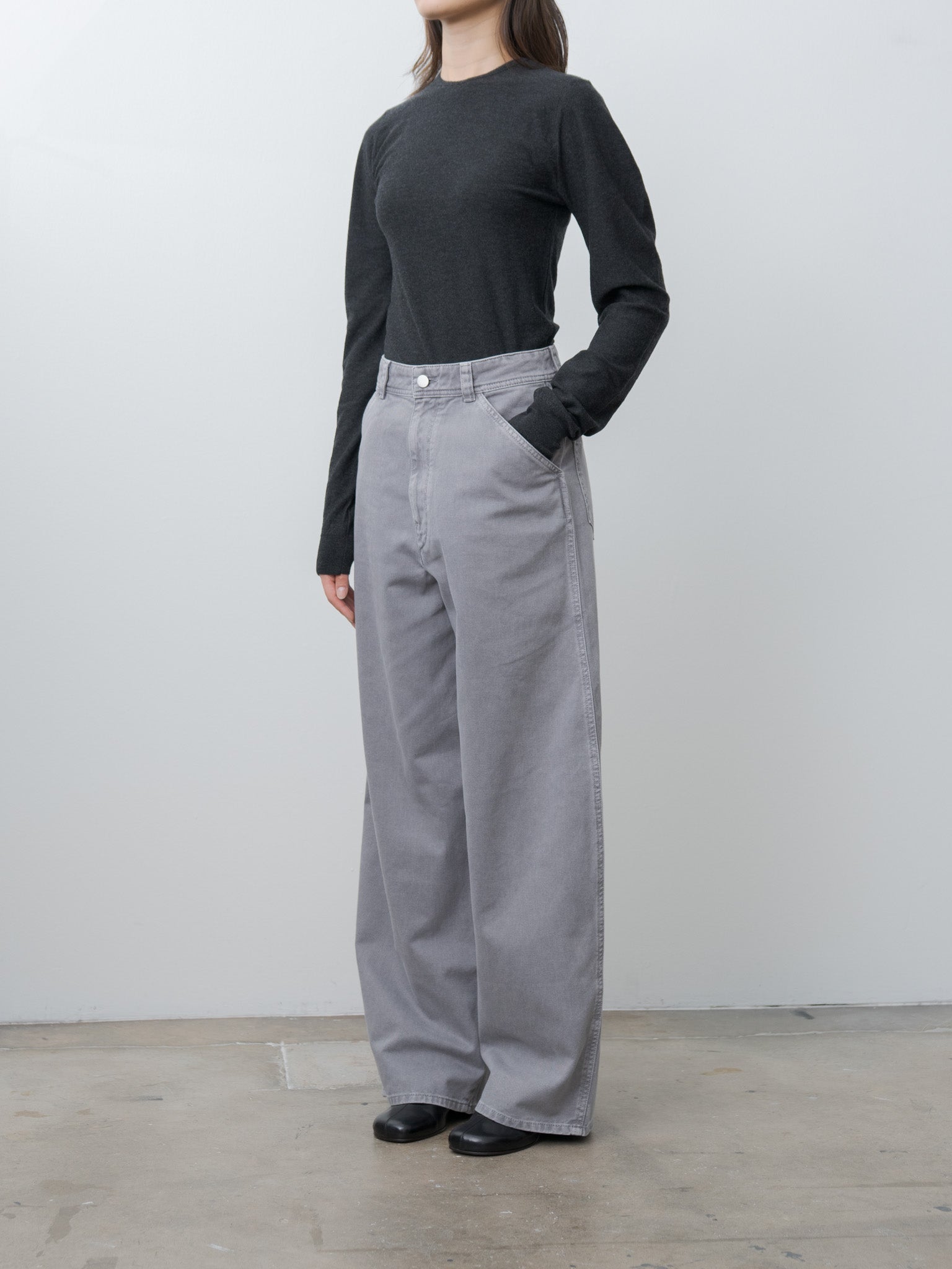 Namu Shop - Lemaire Crew Neck Sweater - Anthracite Melange