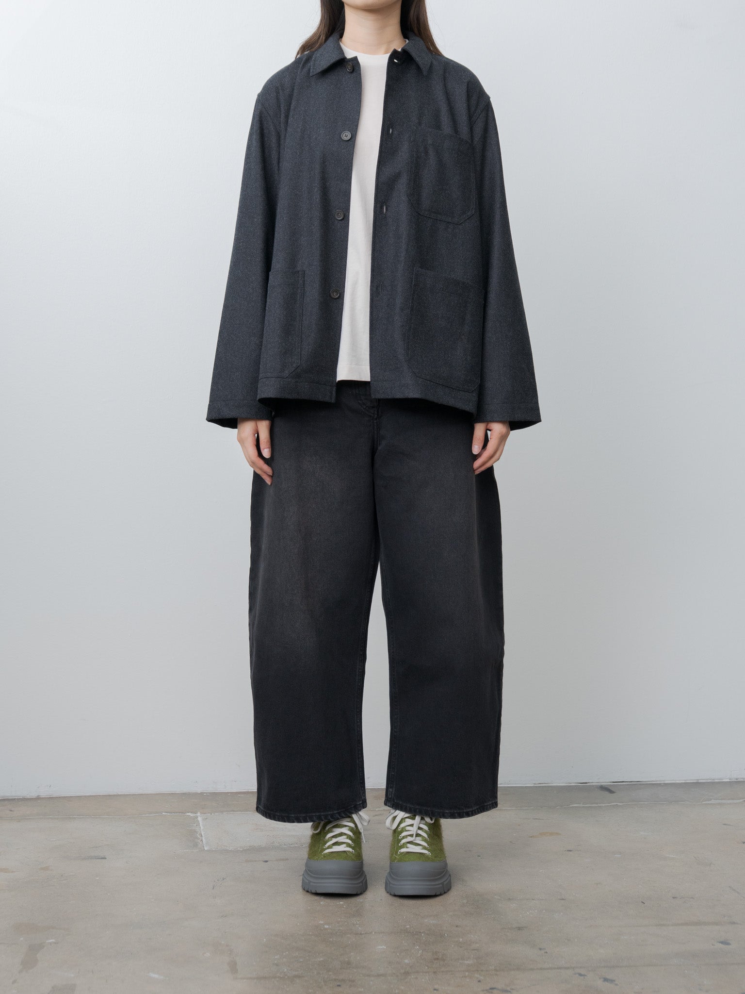 Namu Shop - Studio Nicholson Chalco Wide Crop Pant - Washed Black