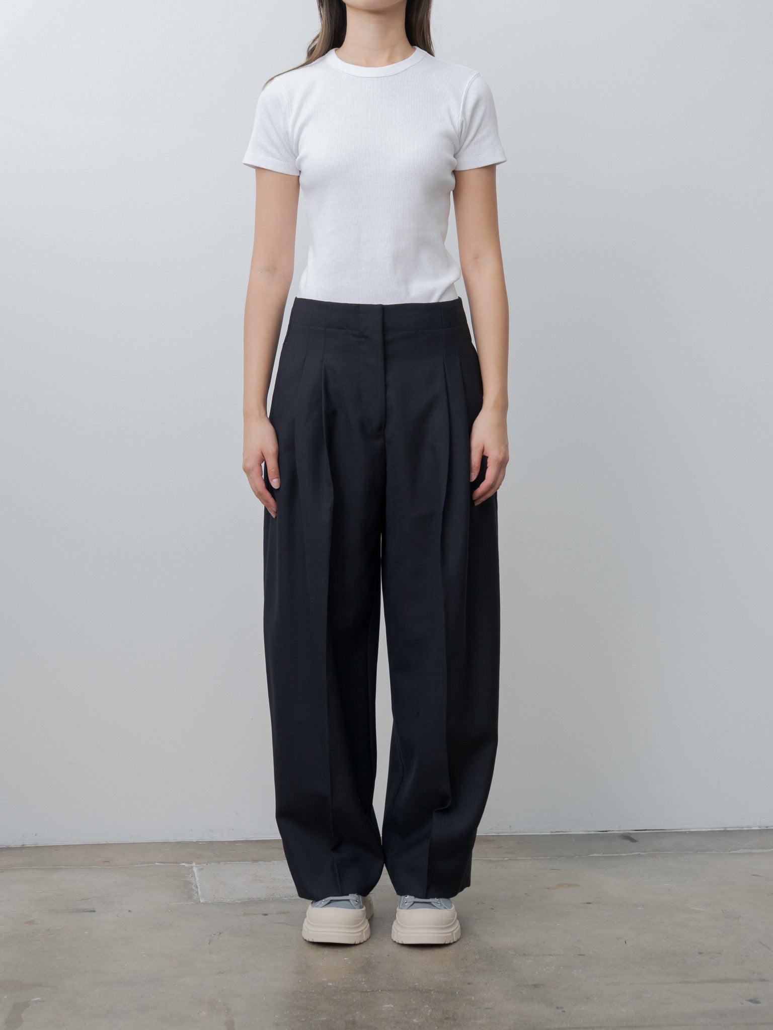 Namu Shop - Studio Nicholson Lira Double Pleat Pant - Darkest Navy