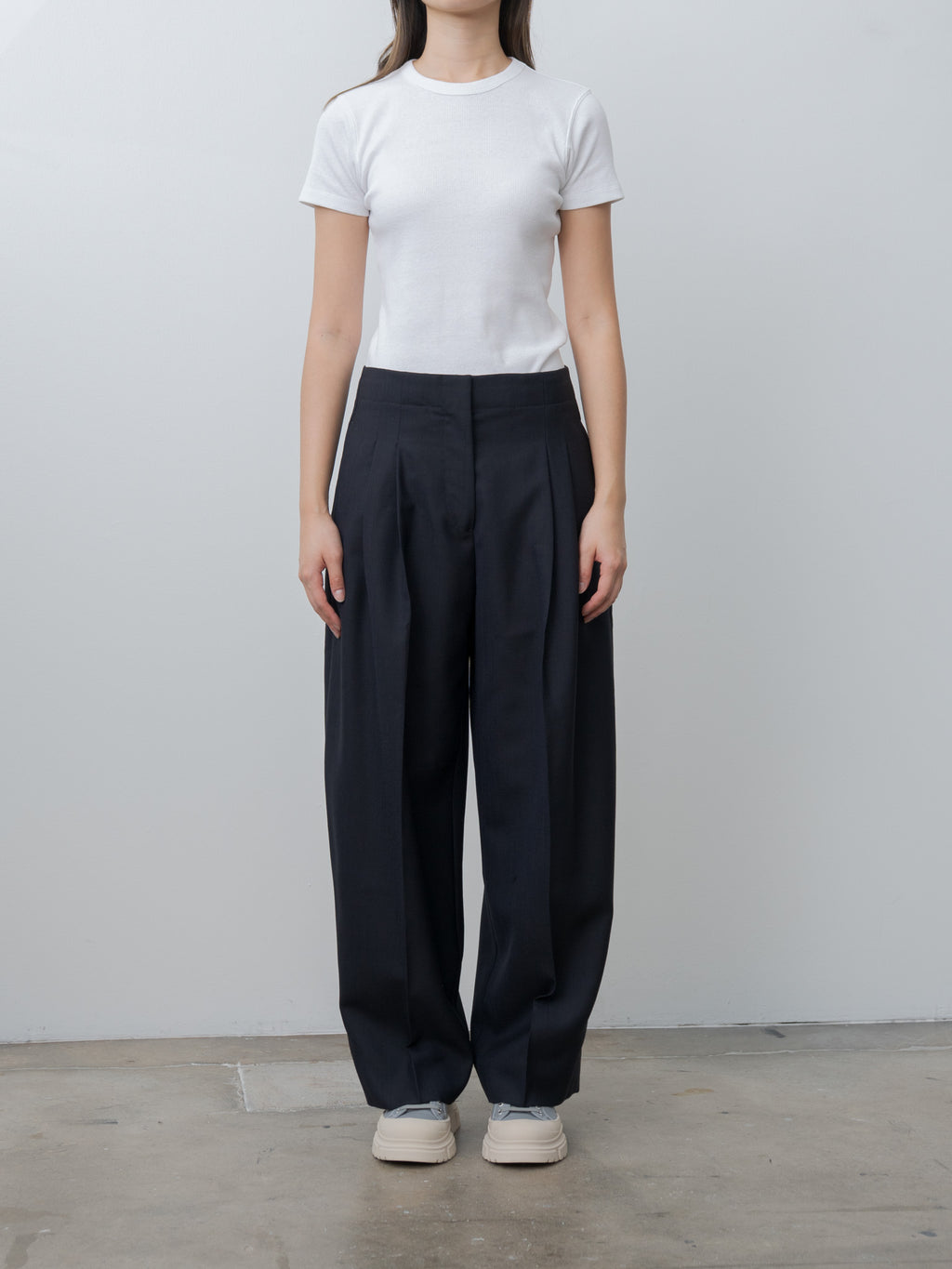 Namu Shop - Studio Nicholson Lira Double Pleat Pant - Darkest Navy
