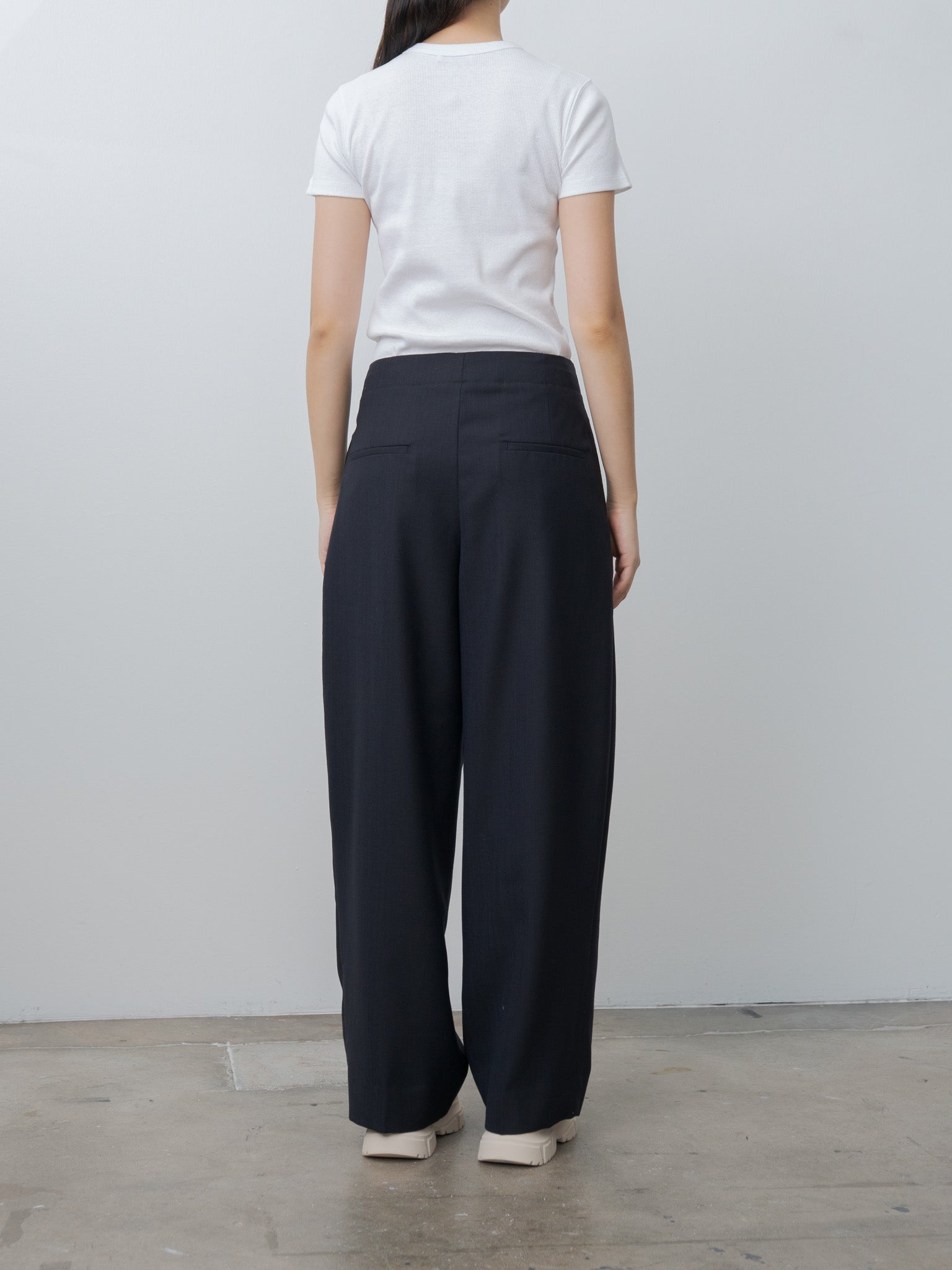 Namu Shop - Studio Nicholson Lira Double Pleat Pant - Darkest Navy