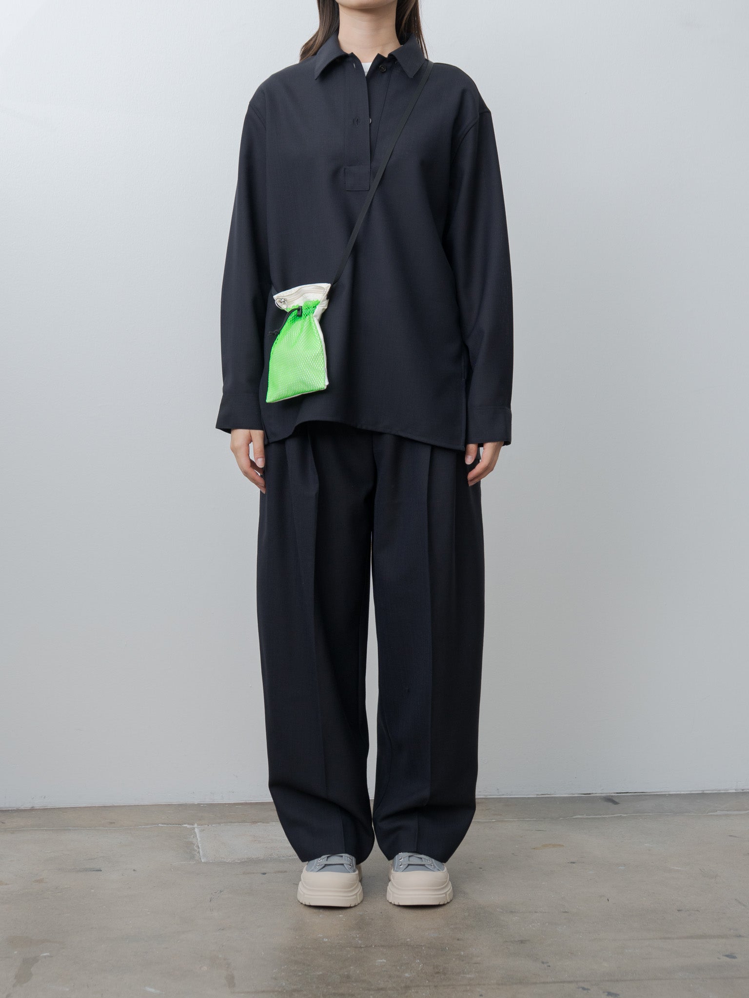 Namu Shop - Studio Nicholson Pinole Half Placket Shirt - Darkest Navy