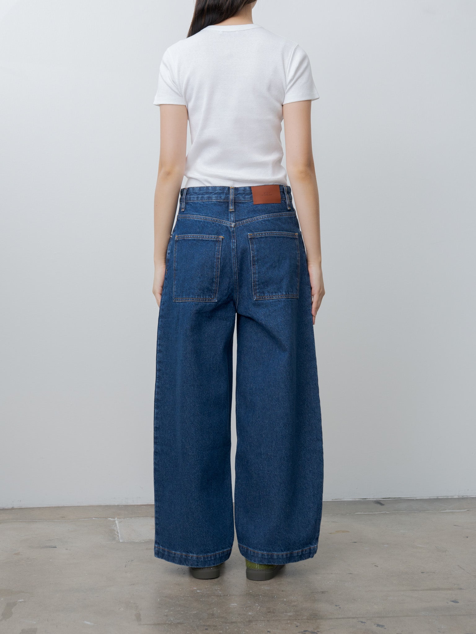 Namu Shop - Studio Nicholson Neive Curved Leg Pant - Indigo Wash