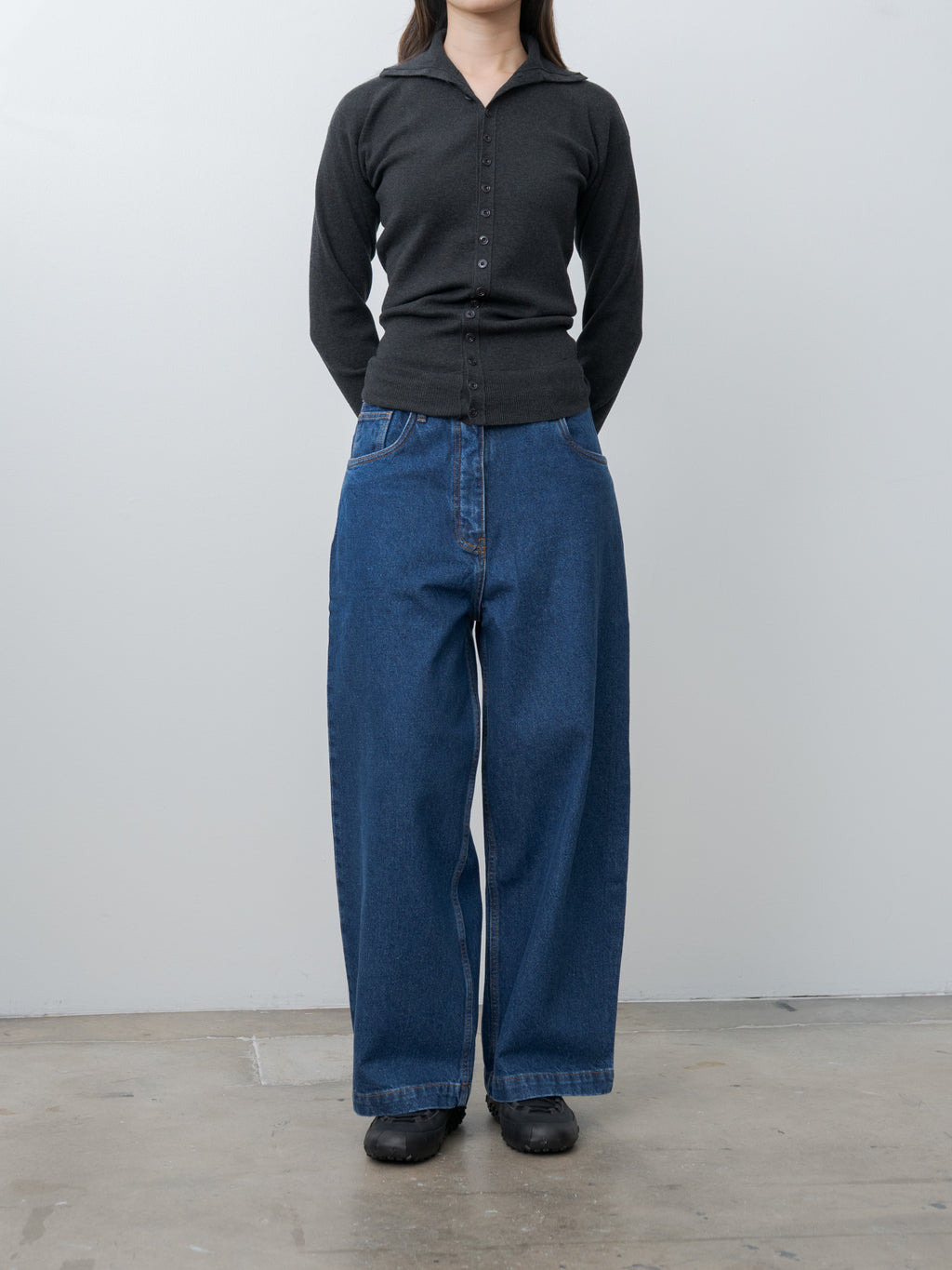 Namu Shop - Lemaire Buttoned Fitted Cardigan - Anthracite Melange