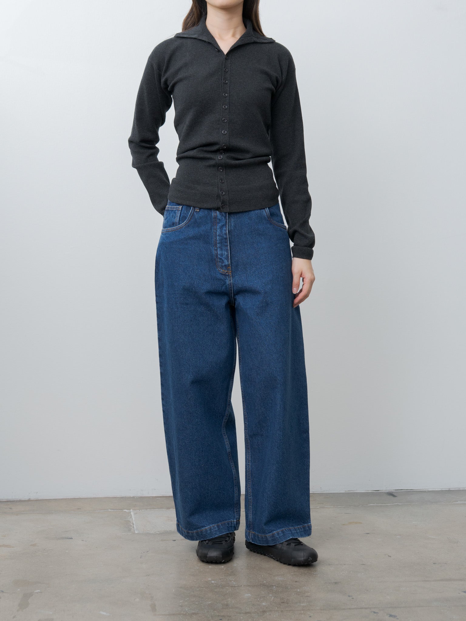 Namu Shop - Lemaire Buttoned Fitted Cardigan - Anthracite Melange