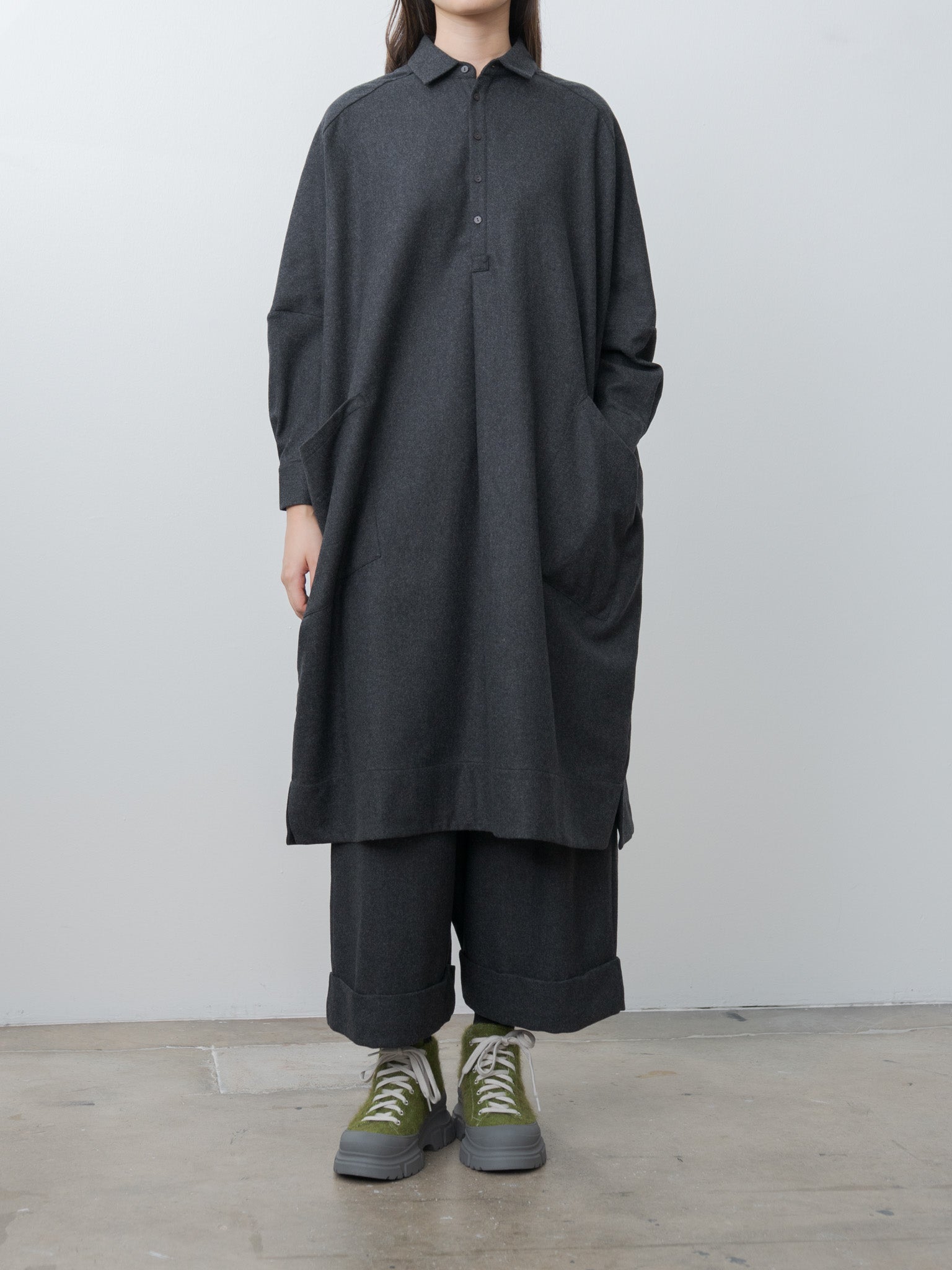 Namu Shop - Toogood The Framer Dress - Wool Cash Flannel Charcoal