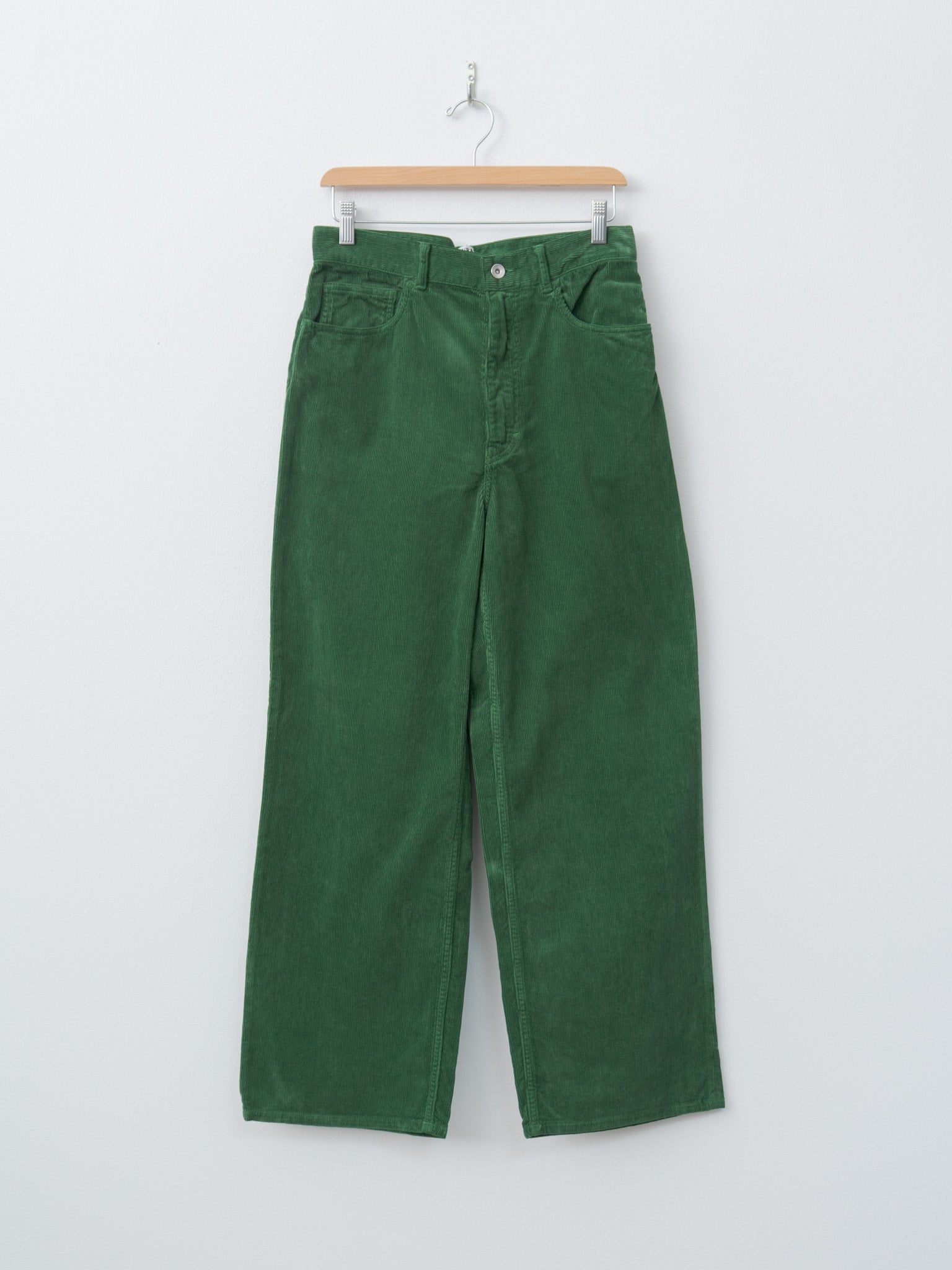 Namu Shop - Auralee Pigment Dyed Finx Corduroy Wide 5P Pants - Forest Green