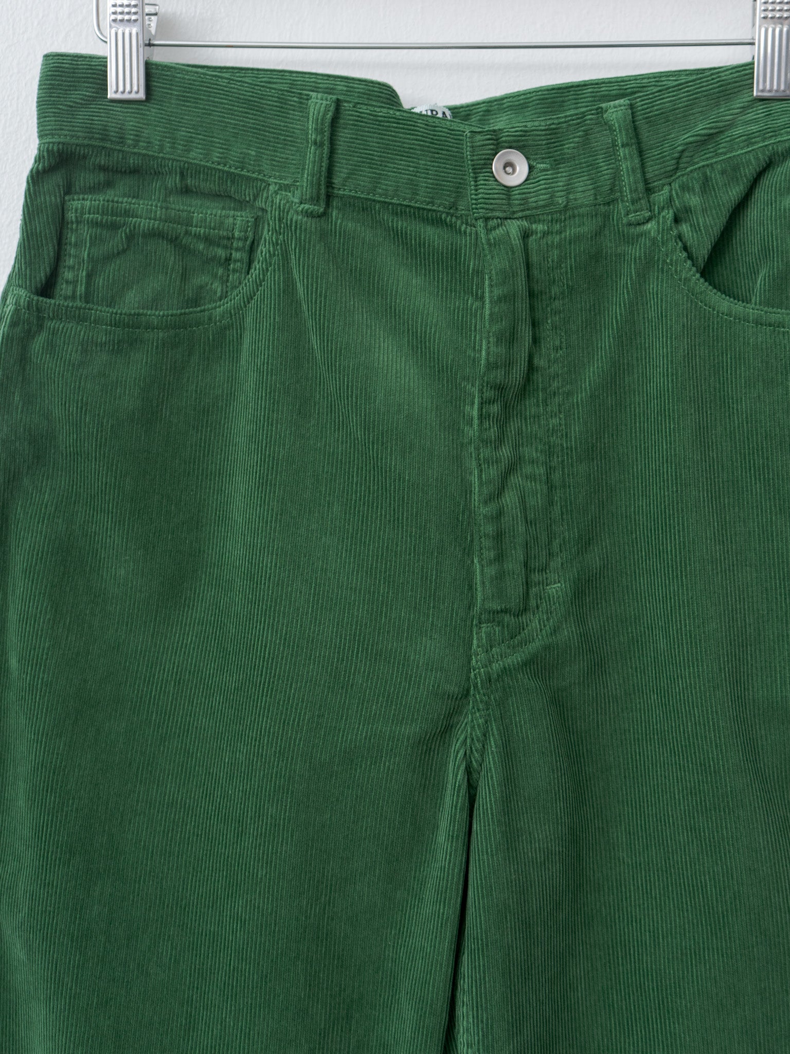 Namu Shop - Auralee Pigment Dyed Finx Corduroy Wide 5P Pants - Forest Green
