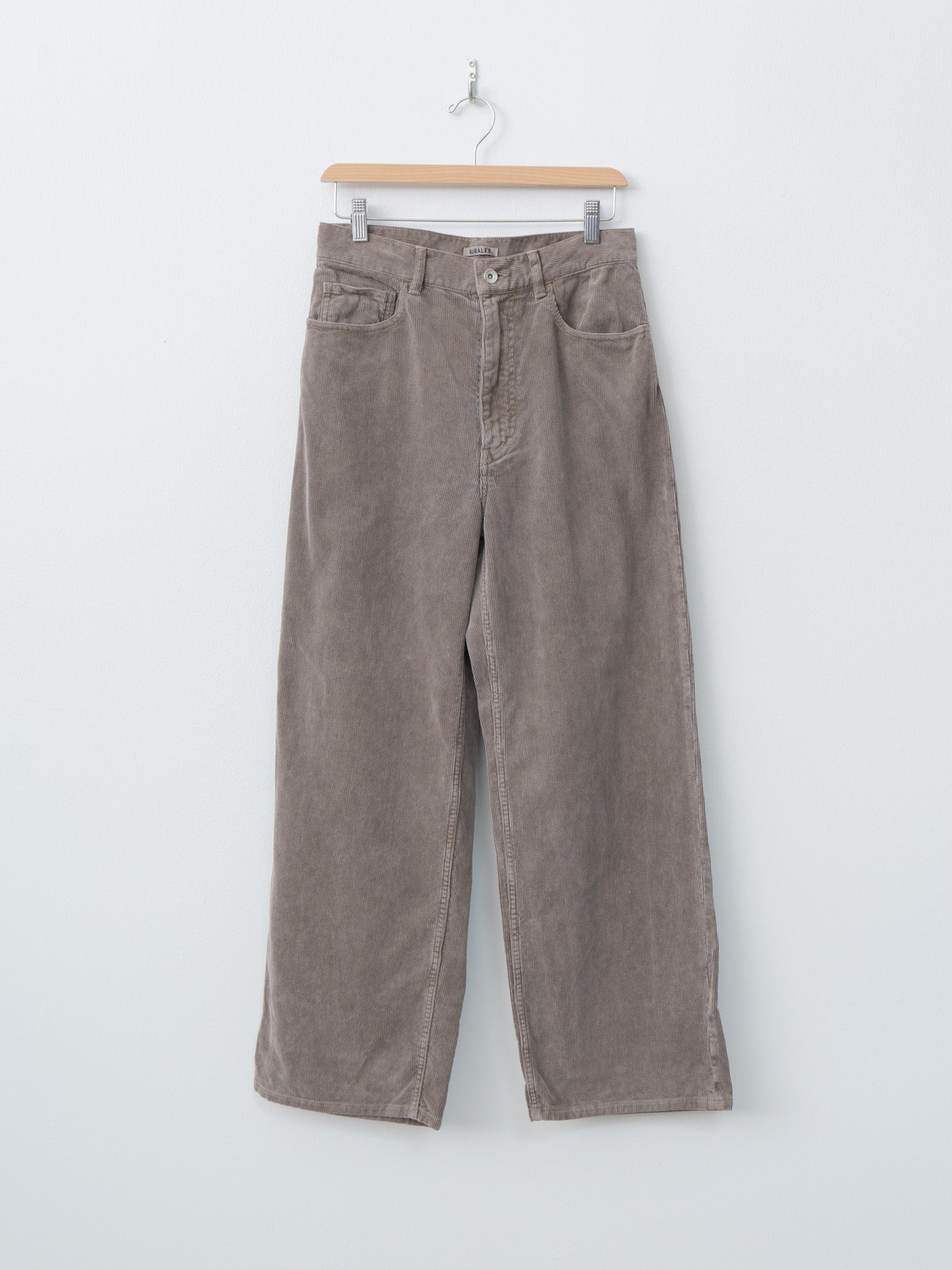 Namu Shop - Auralee Pigment Dyed Finx Corduroy Wide 5P Pants - Olive Brown