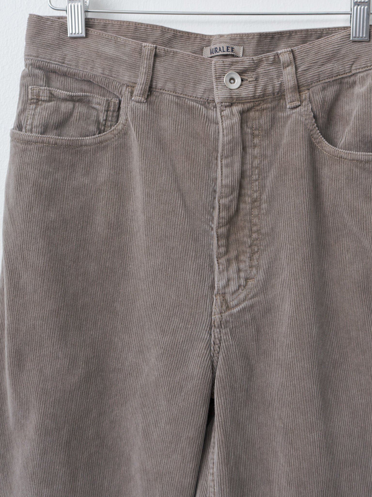 Namu Shop - Auralee Pigment Dyed Finx Corduroy Wide 5P Pants - Olive Brown