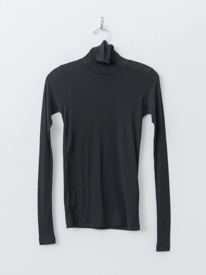 Namu Shop - Auralee Super High Gauge Sheer Rib Turtle Neck L/S Tee - Black