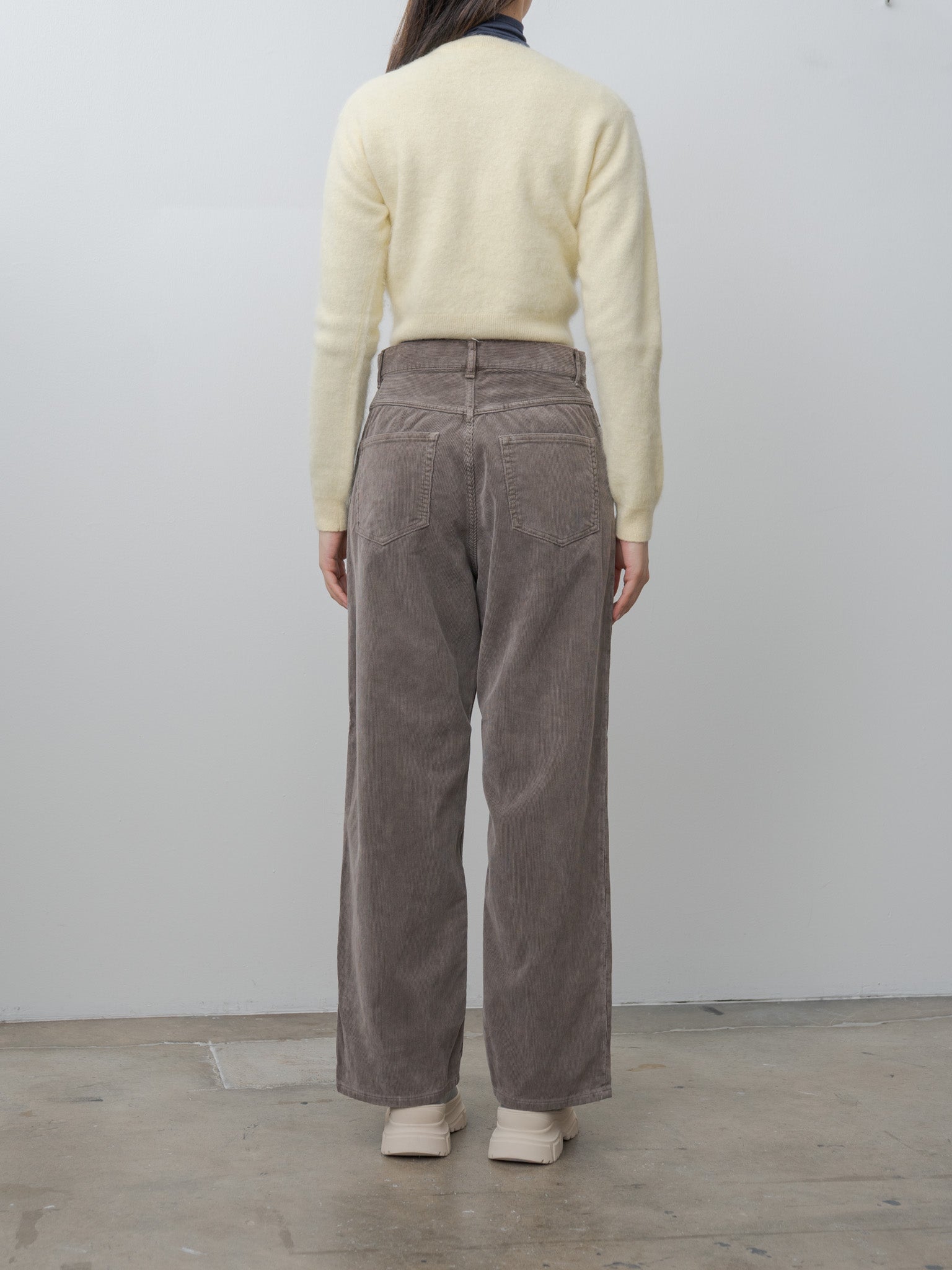Namu Shop - Auralee Garment-Dyed Baby Alpaca Fur Knit Crew-Neck Cardigan - Ecru