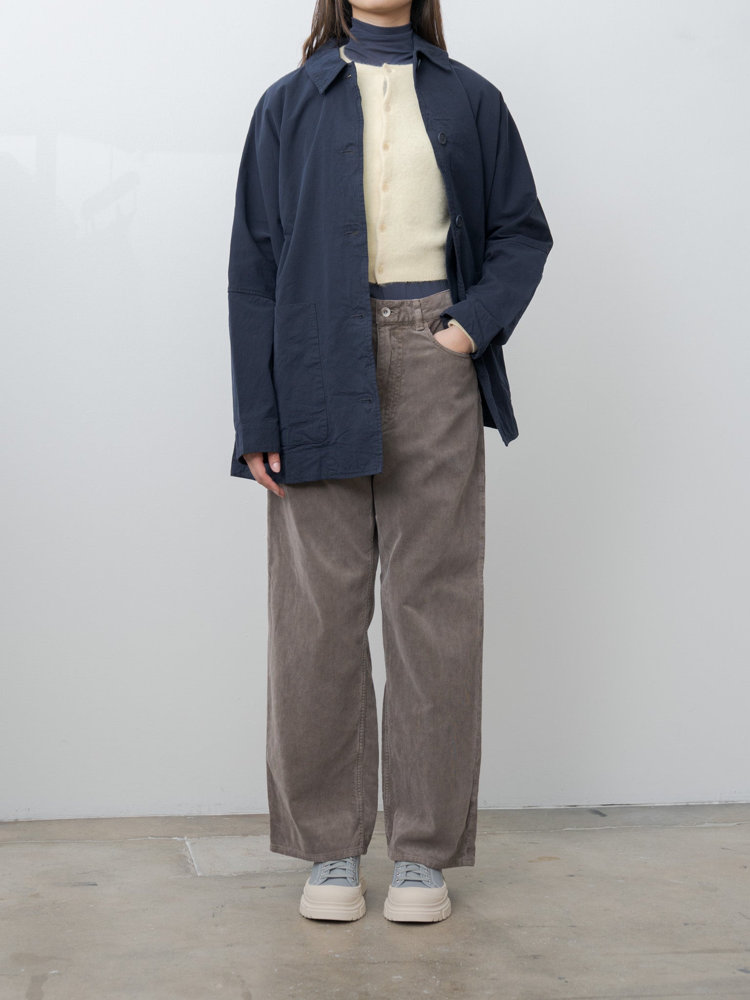 Namu Shop - Auralee Garment-Dyed Baby Alpaca Fur Knit Crew-Neck Cardigan - Ecru