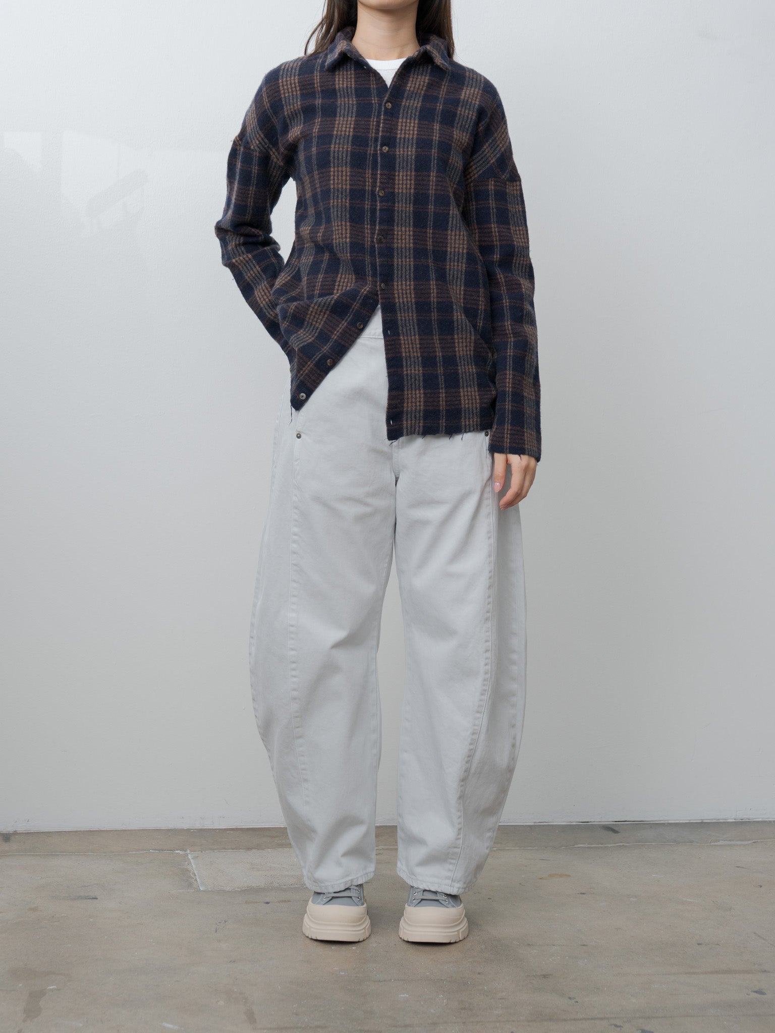 Namu Shop - Album di Famiglia Tartan Soft Collar Shirt - Ink