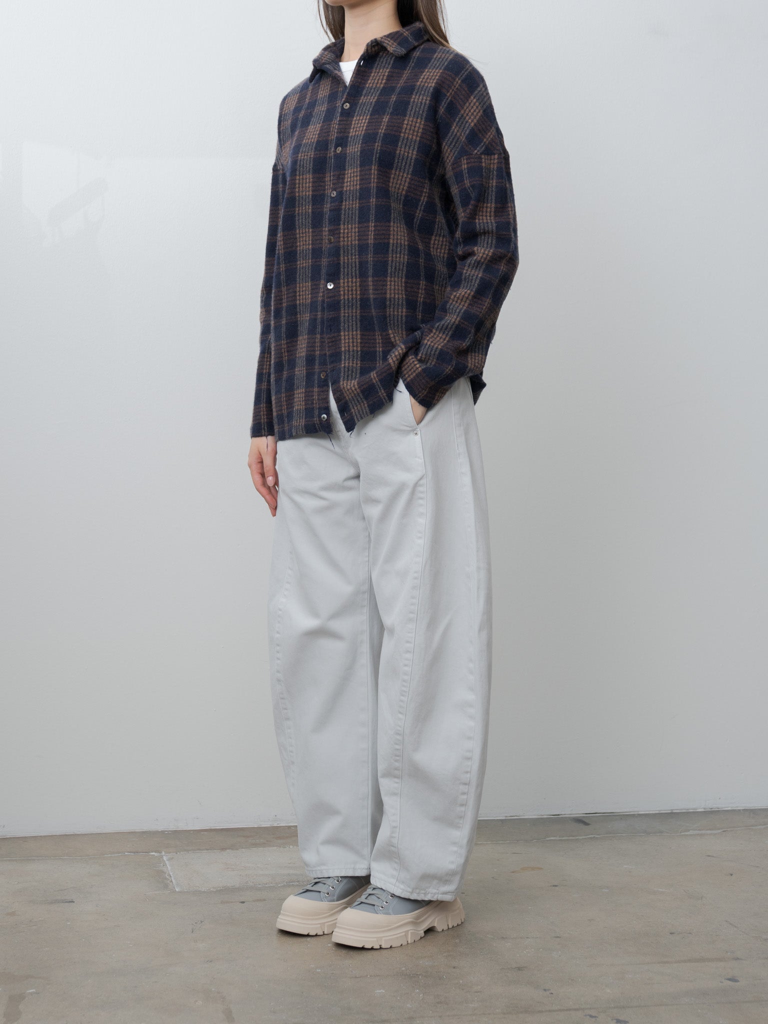 Namu Shop - Album di Famiglia Tartan Soft Collar Shirt - Ink