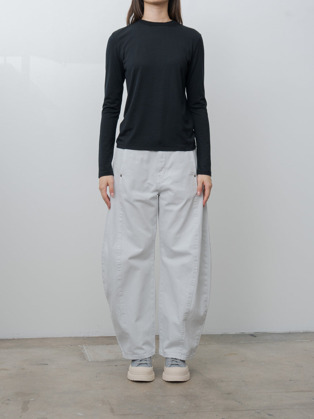 Namu Shop - Auralee Wool Soft Jersey L/S Tee - Black