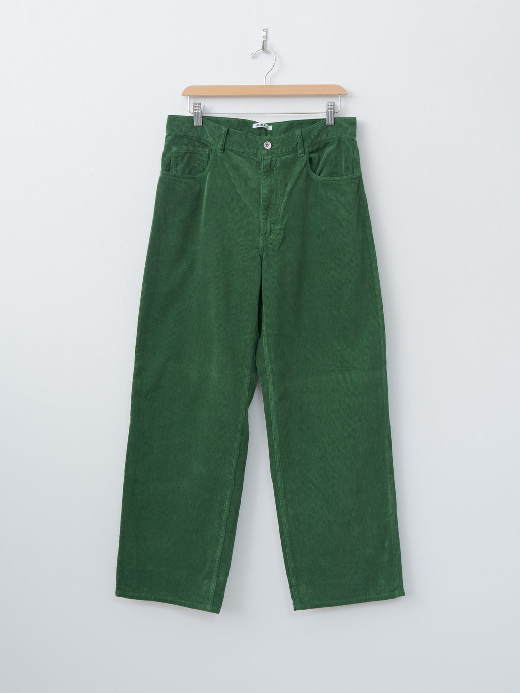 Namu Shop - Auralee Pigment Dyed Finx Corduroy Wide 5P Pants - Forest Green