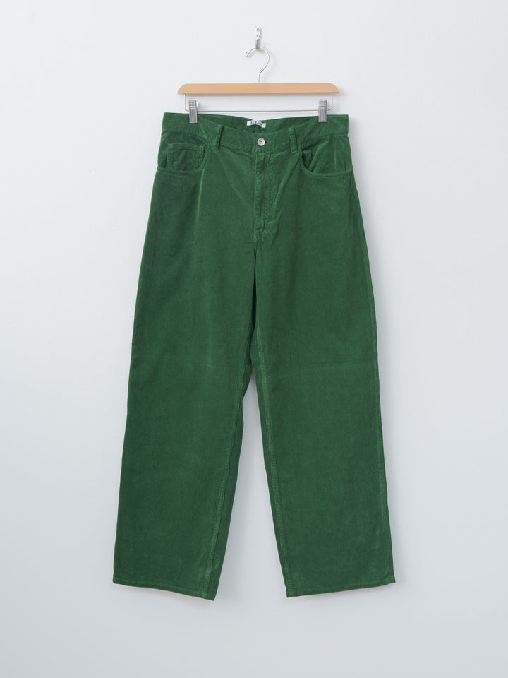 Namu Shop - Auralee Pigment Dyed Finx Corduroy Wide 5P Pants - Forest Green