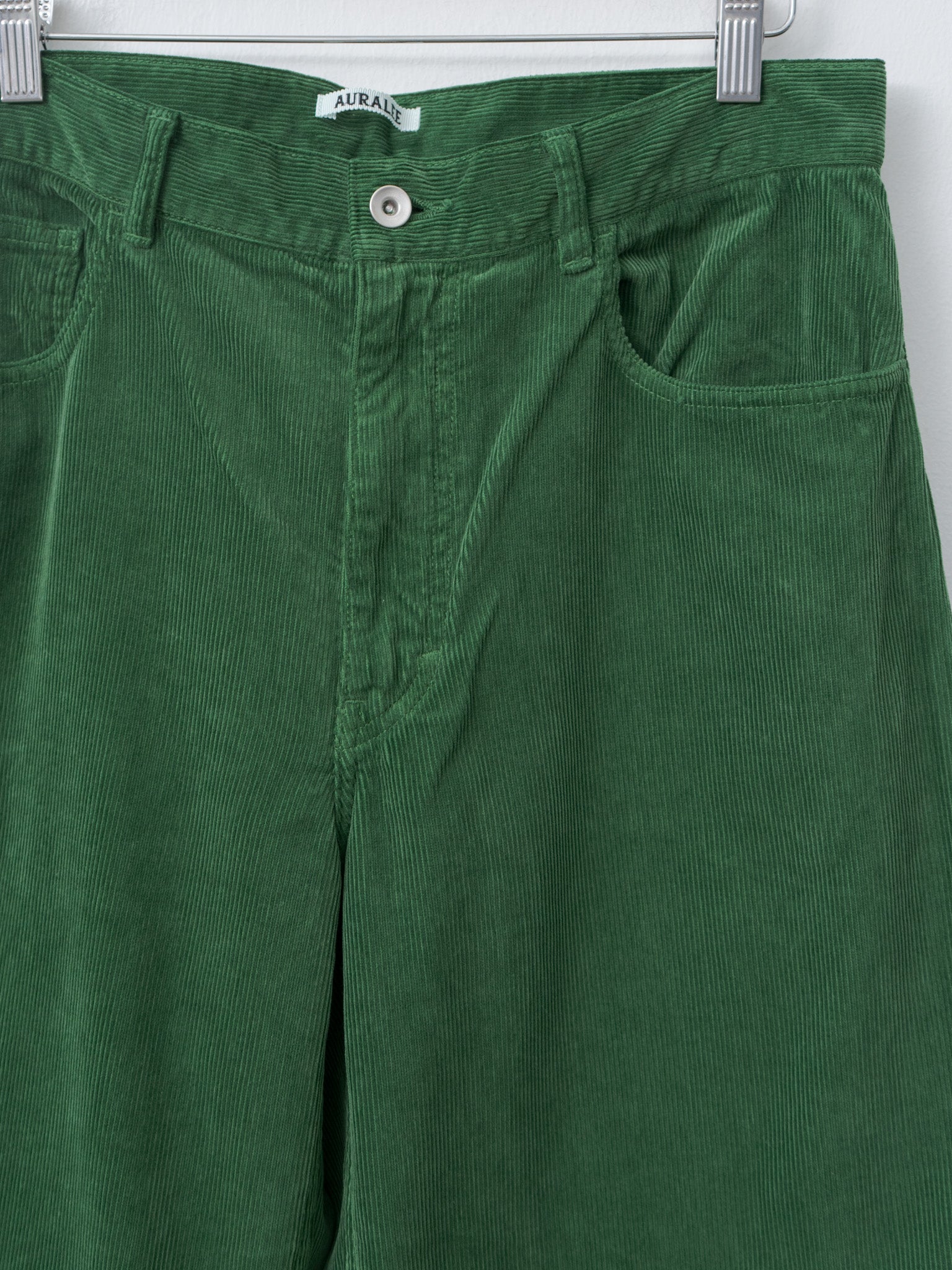 Namu Shop - Auralee Pigment Dyed Finx Corduroy Wide 5P Pants - Forest Green