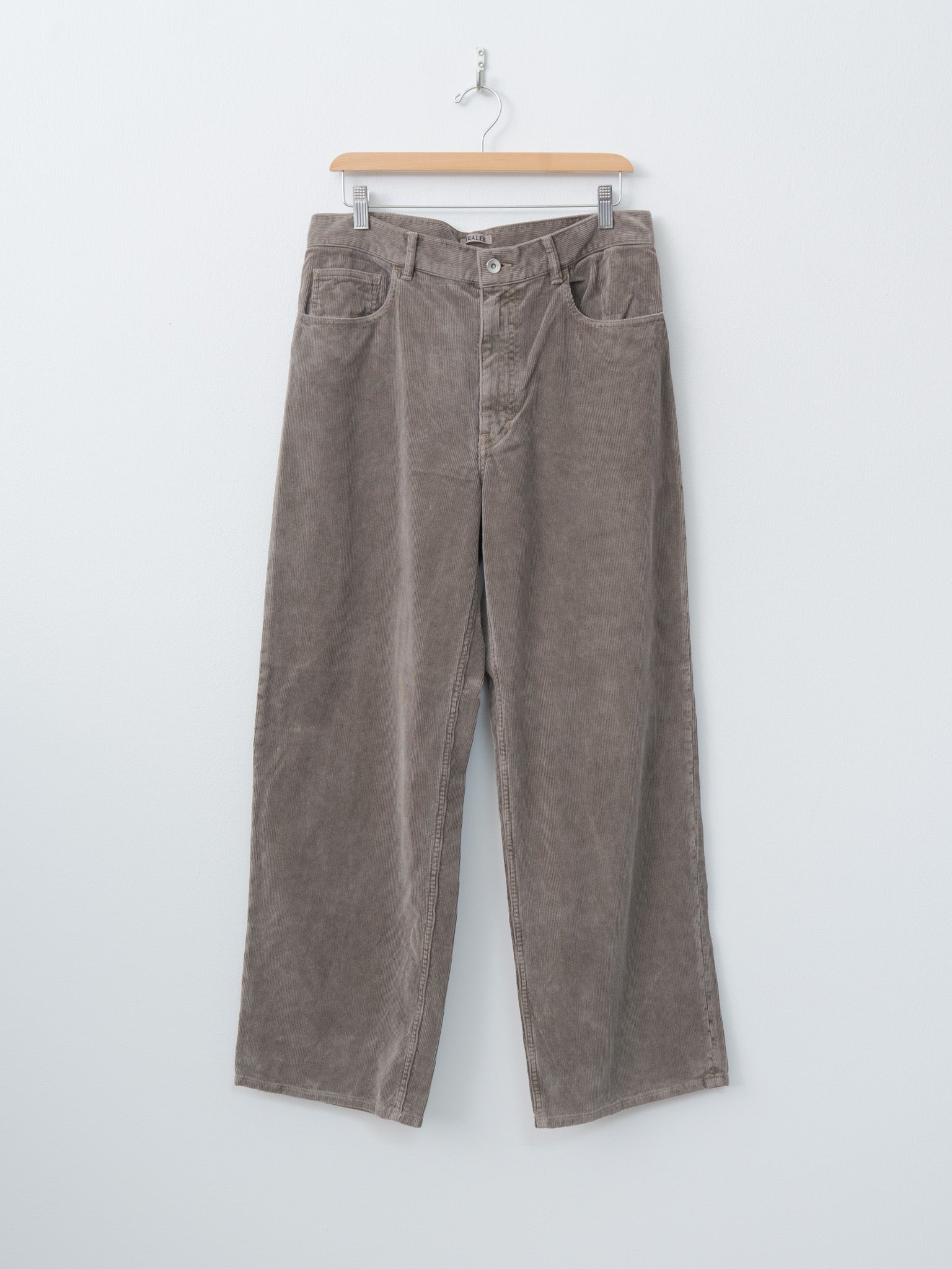 Namu Shop - Auralee Pigment Dyed Finx Corduroy Wide 5P Pants - Olive Brown