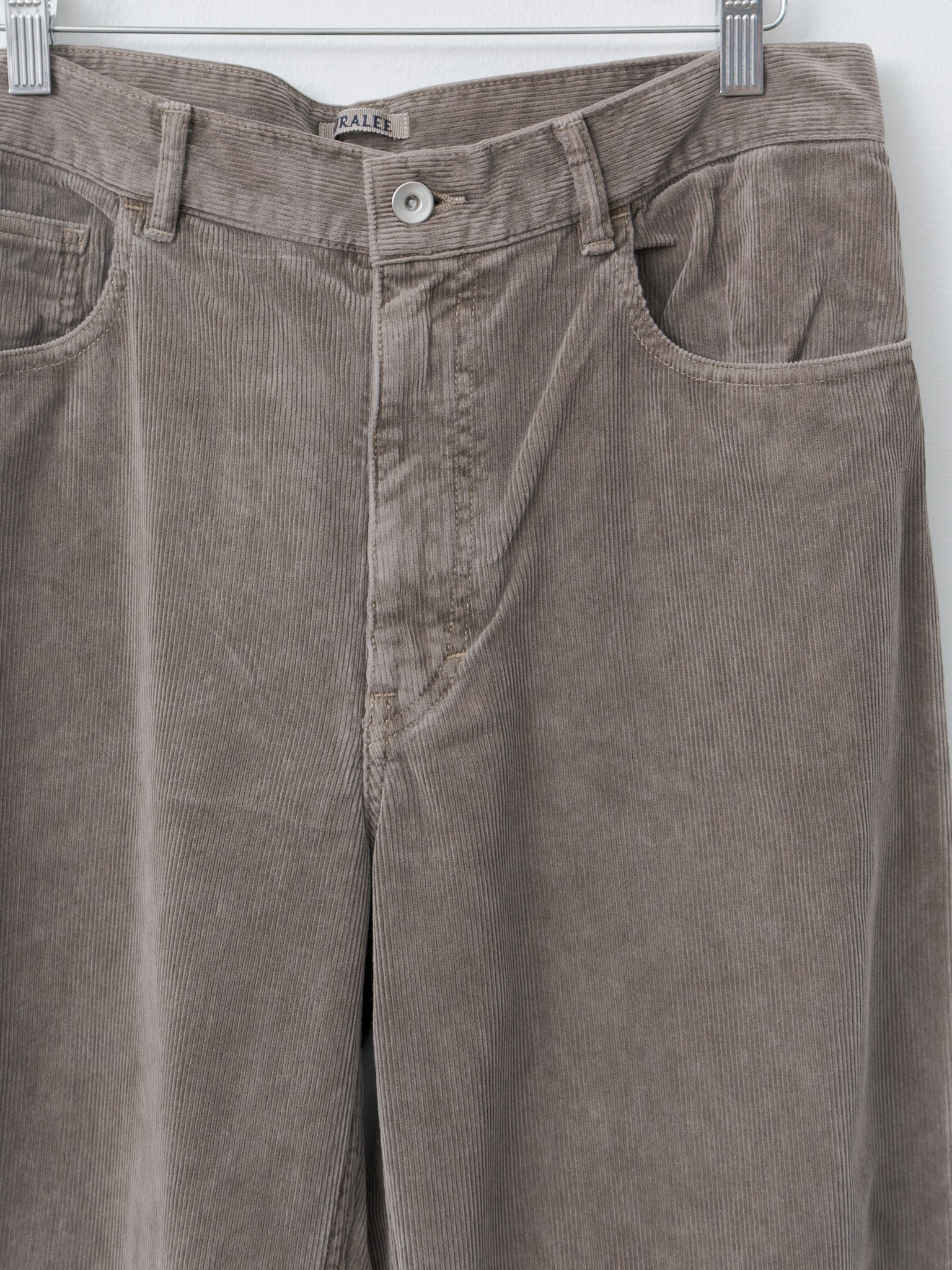 Namu Shop - Auralee Pigment Dyed Finx Corduroy Wide 5P Pants - Olive Brown