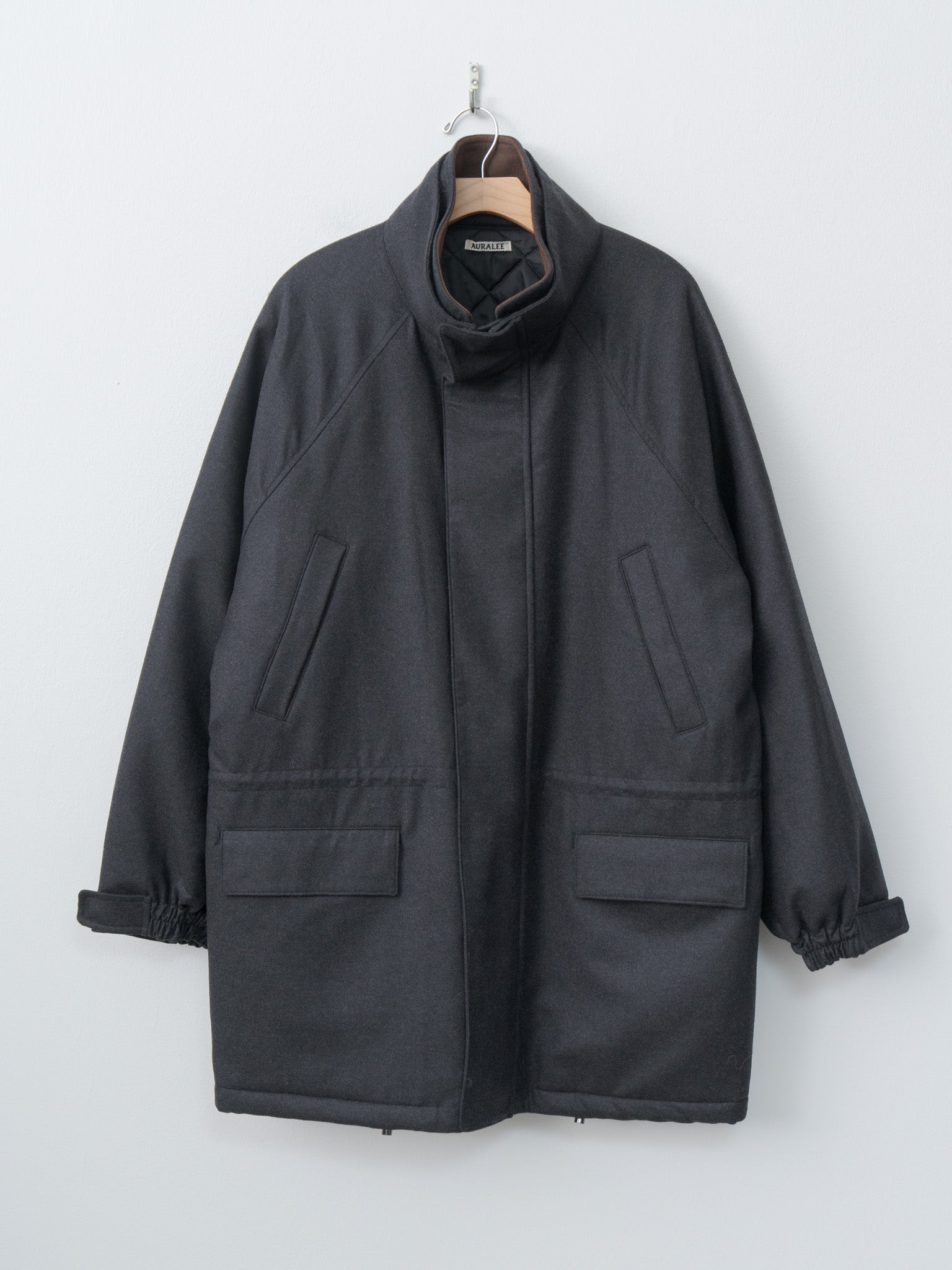 Namu Shop - Auralee Wool Fulling Flannel Padded Over Blouson - Top Charcoal