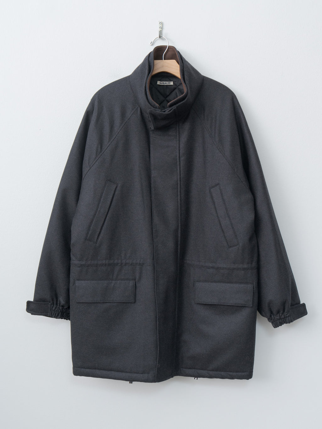 Namu Shop - Auralee Wool Fulling Flannel Padded Over Blouson - Top Charcoal