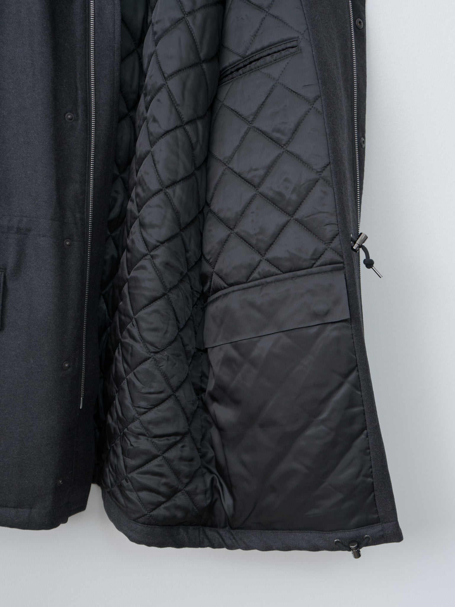 Namu Shop - Auralee Wool Fulling Flannel Padded Over Blouson - Top Charcoal