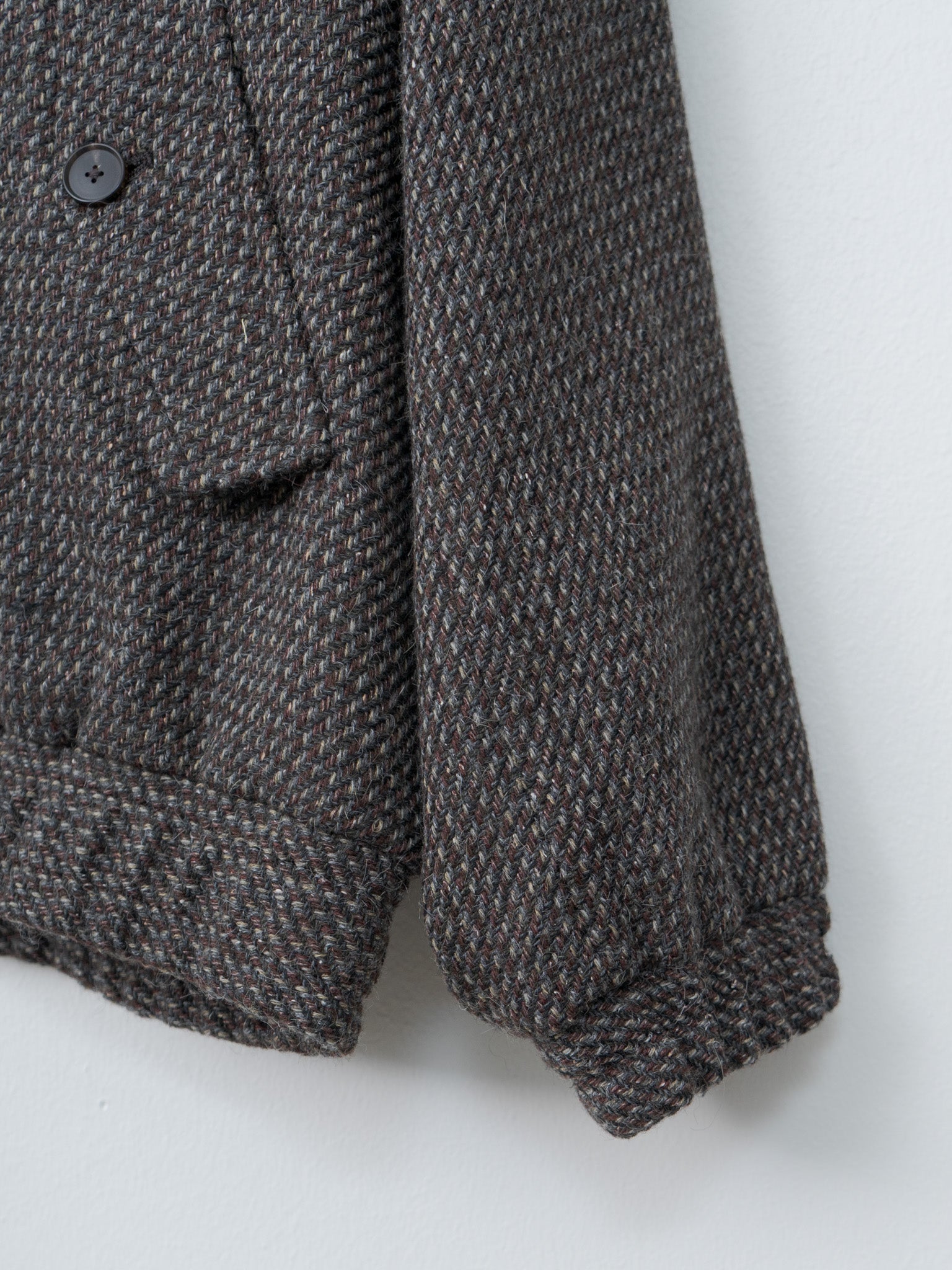 Namu Shop - Auralee Alpaca Wool Silk Tweed Zip Blouson - Gray Brown Hairline