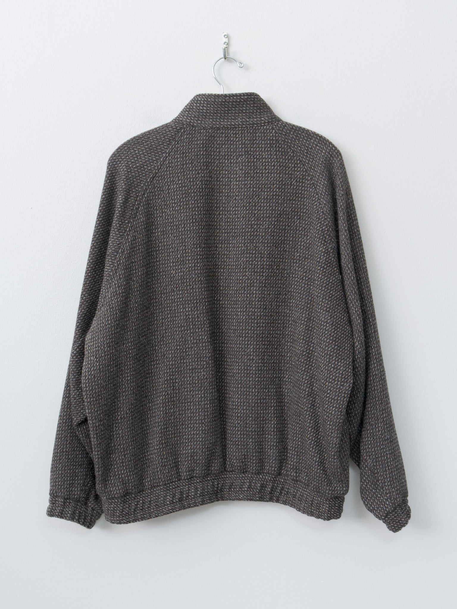 Namu Shop - Auralee Alpaca Wool Silk Tweed Zip Blouson - Gray Brown Hairline