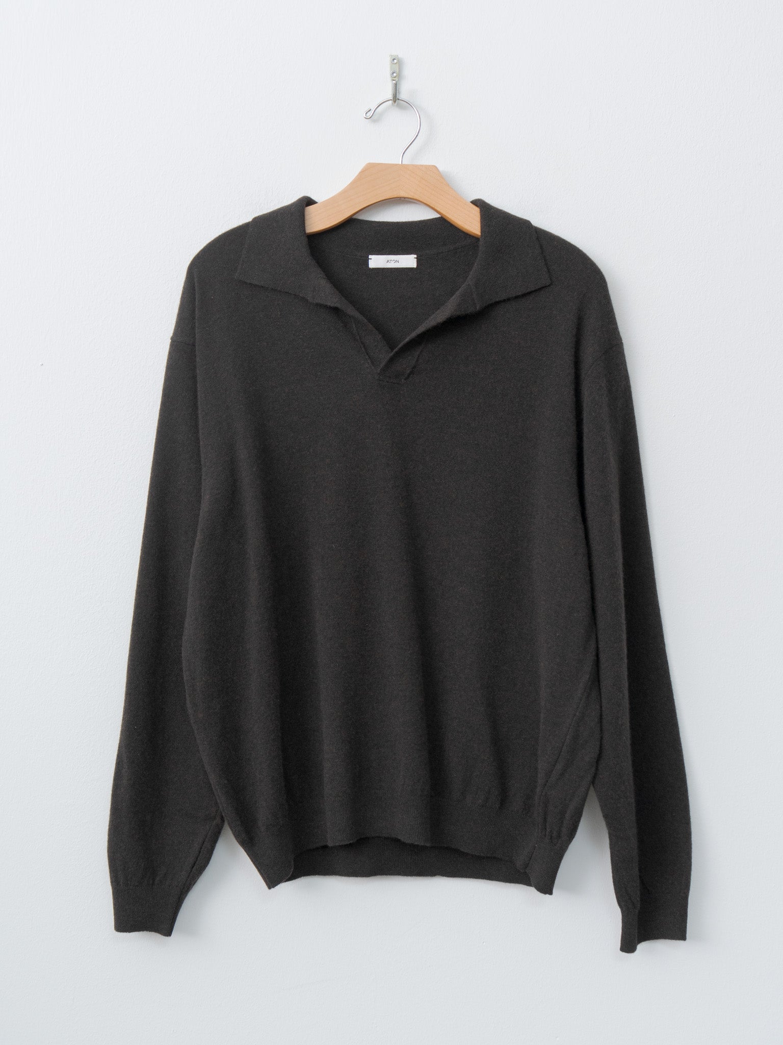 Namu Shop - Aton Super Light Wool Skipper Polo Sweater - Brown