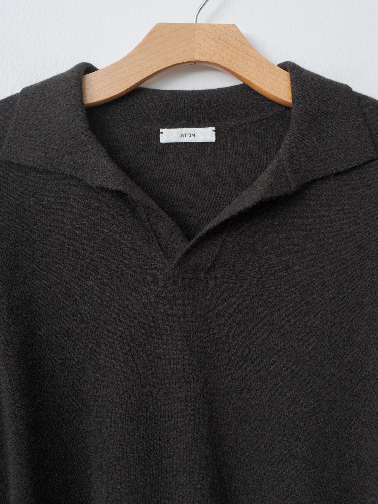 Namu Shop - Aton Super Light Wool Skipper Polo Sweater - Brown