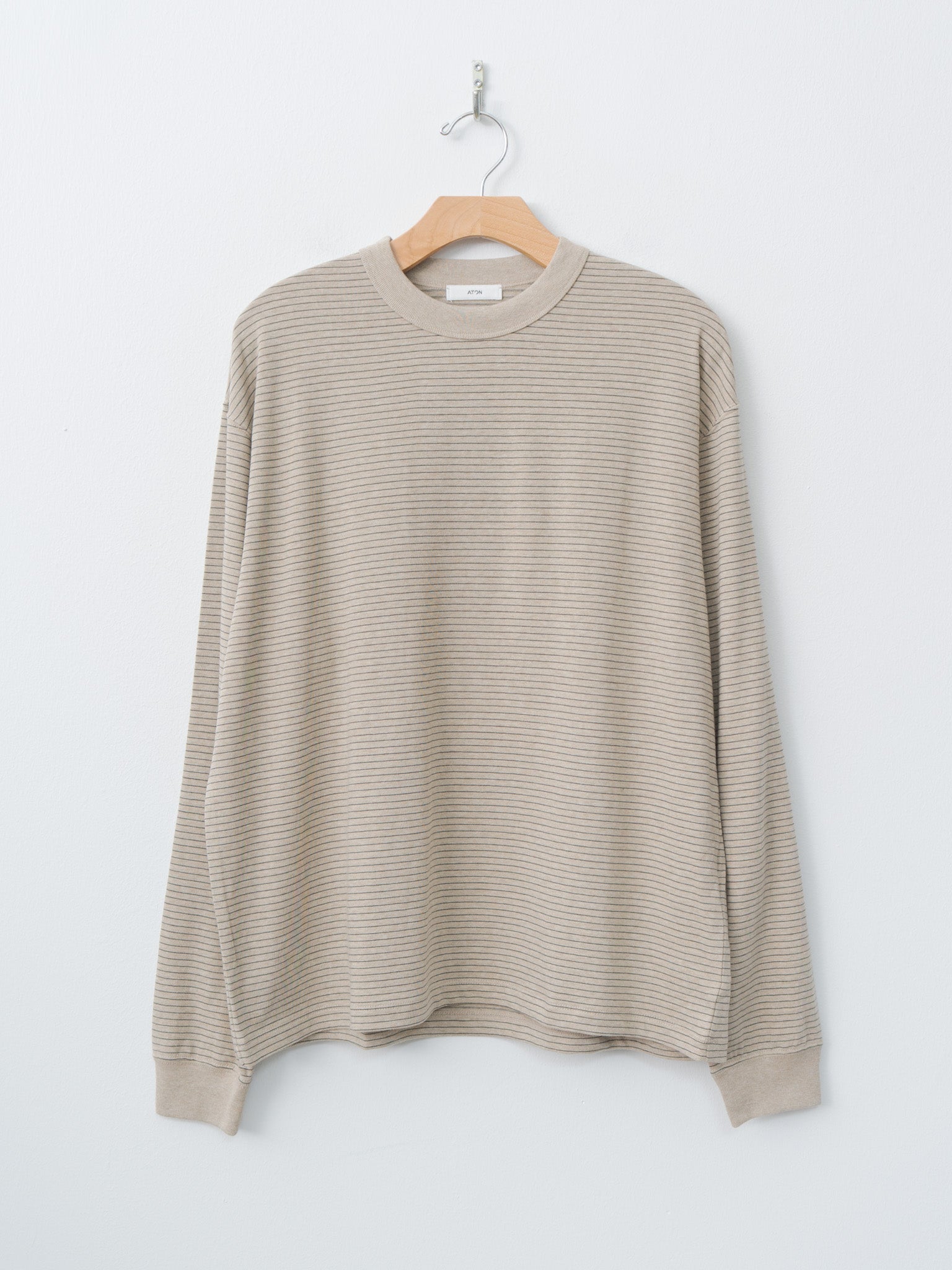 Namu Shop - Aton Suvin Double Jersey Crewneck Pullover - Beige Stripe